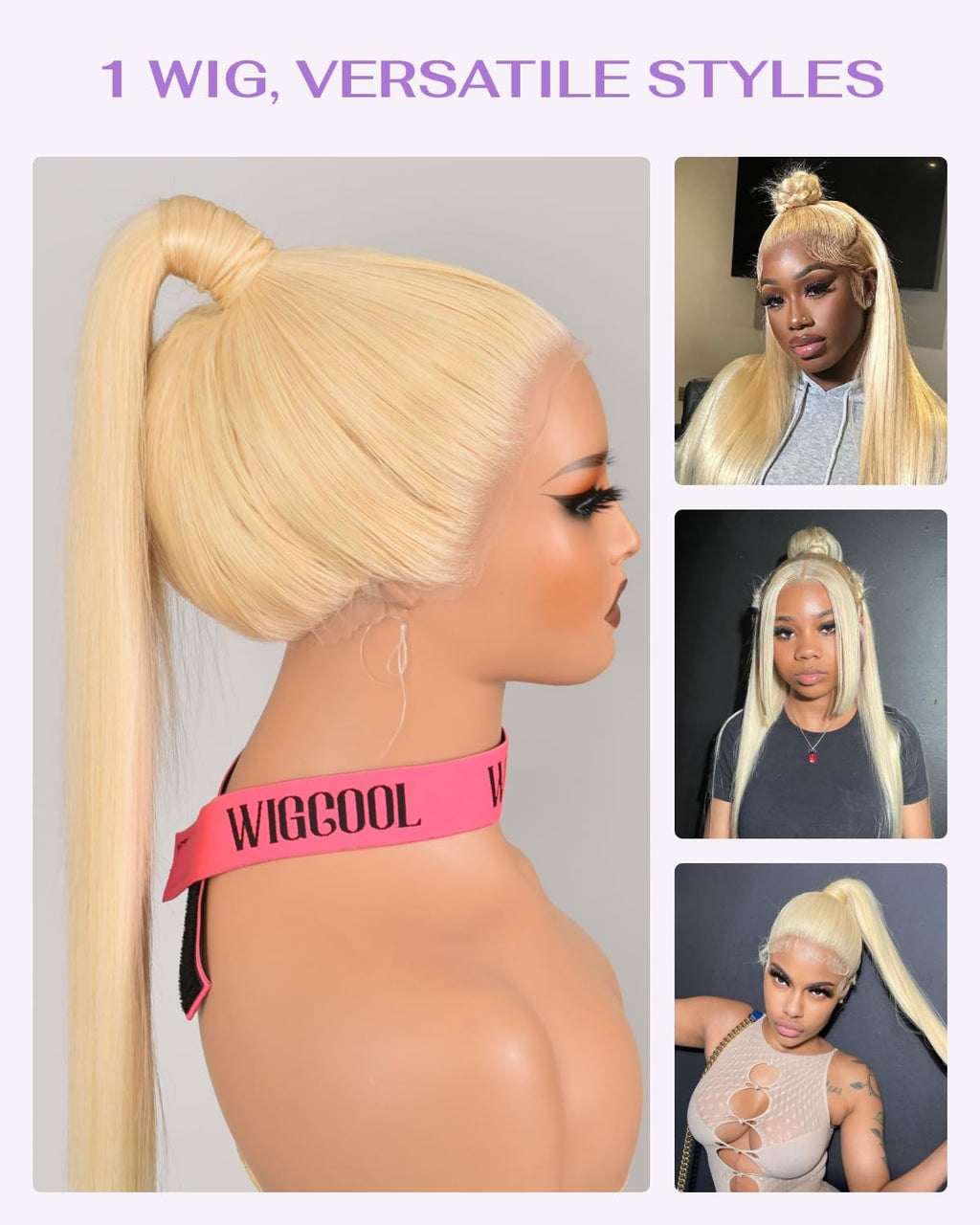 wigcool Hidden Strap Body Wave 360 613 Lace Front Wig Human Hair Glueless Wigs Human hair Pre Plucked Pre Bleached 180% Density Blonde Wig With Drawstring HD Full Lace Human Hair Wigs 20Inch