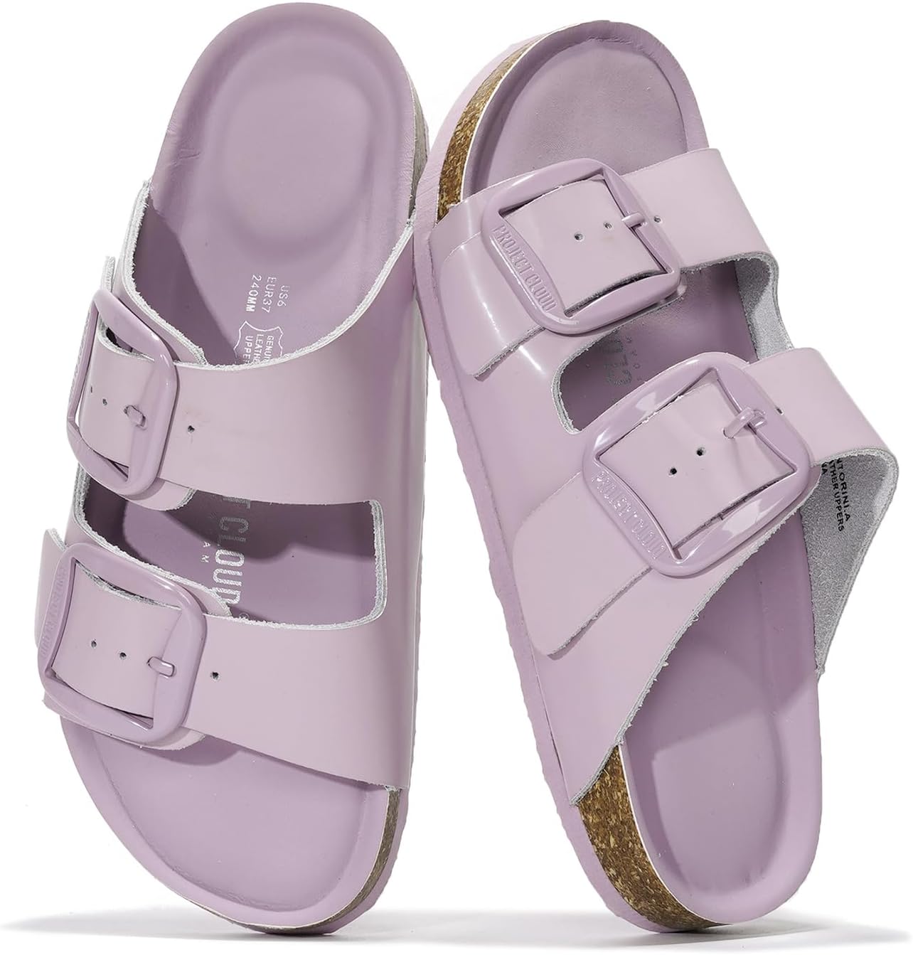 Project Cloud 100% Genuine Leather Flat Sandals for Women 2026 Comfortable Beach Essentials Womens Sandals Memory Foam Vacation Essentials Slides for Women Footwear (Santorini)