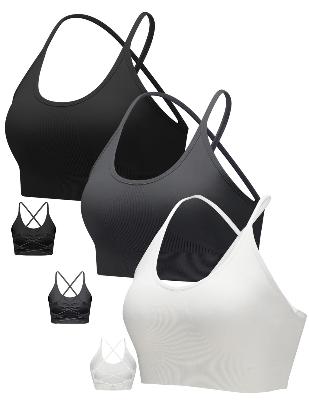RUNNING GIRL Sports Bras for Women,Sexy Crisscross Back Seamless Supportive Sports Bra Medium Support with Removable Pads