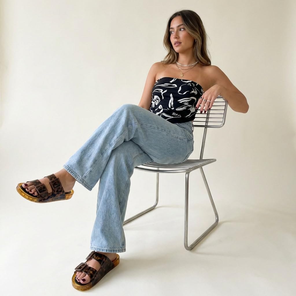CUSHIONAIRE Pool Slides for Women Waterproof Double Buckle Adjustable Slip-On Womens Sandals for Beach Shower Casual Wear