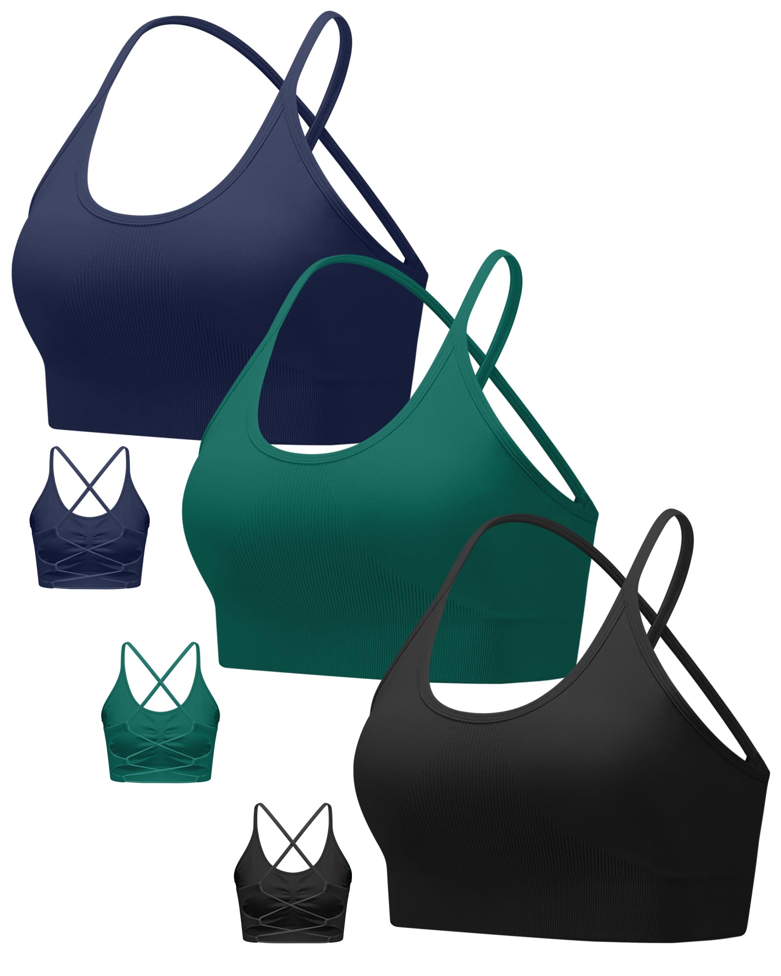 RUNNING GIRL Sports Bras for Women,Sexy Crisscross Back Seamless Supportive Sports Bra Medium Support with Removable Pads