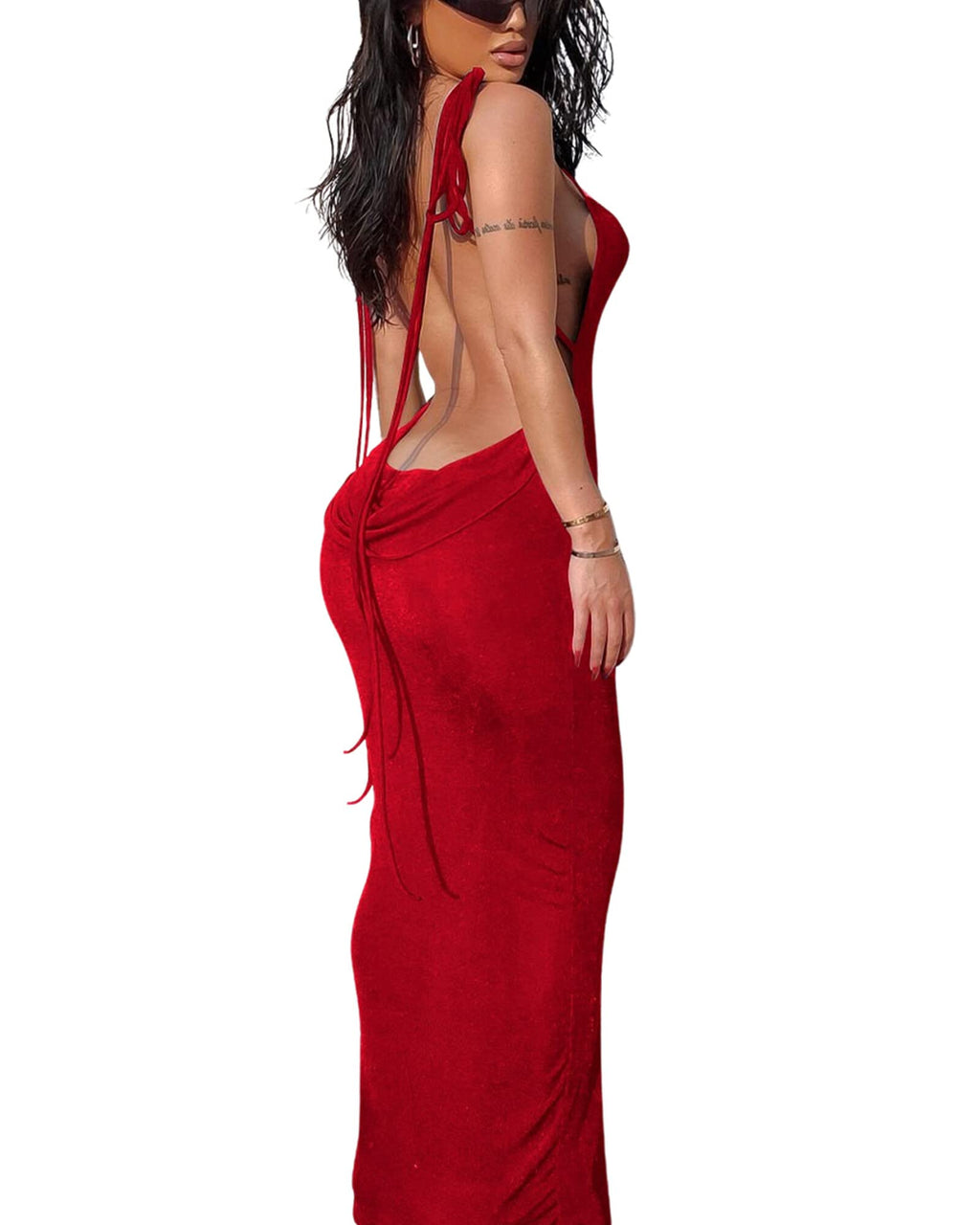 Doweha Women Backless Cowl Neck Cocktail Going Out Dress Halter Slip Long Semi Formal Party 2026 Spring Summer Maxi Dress