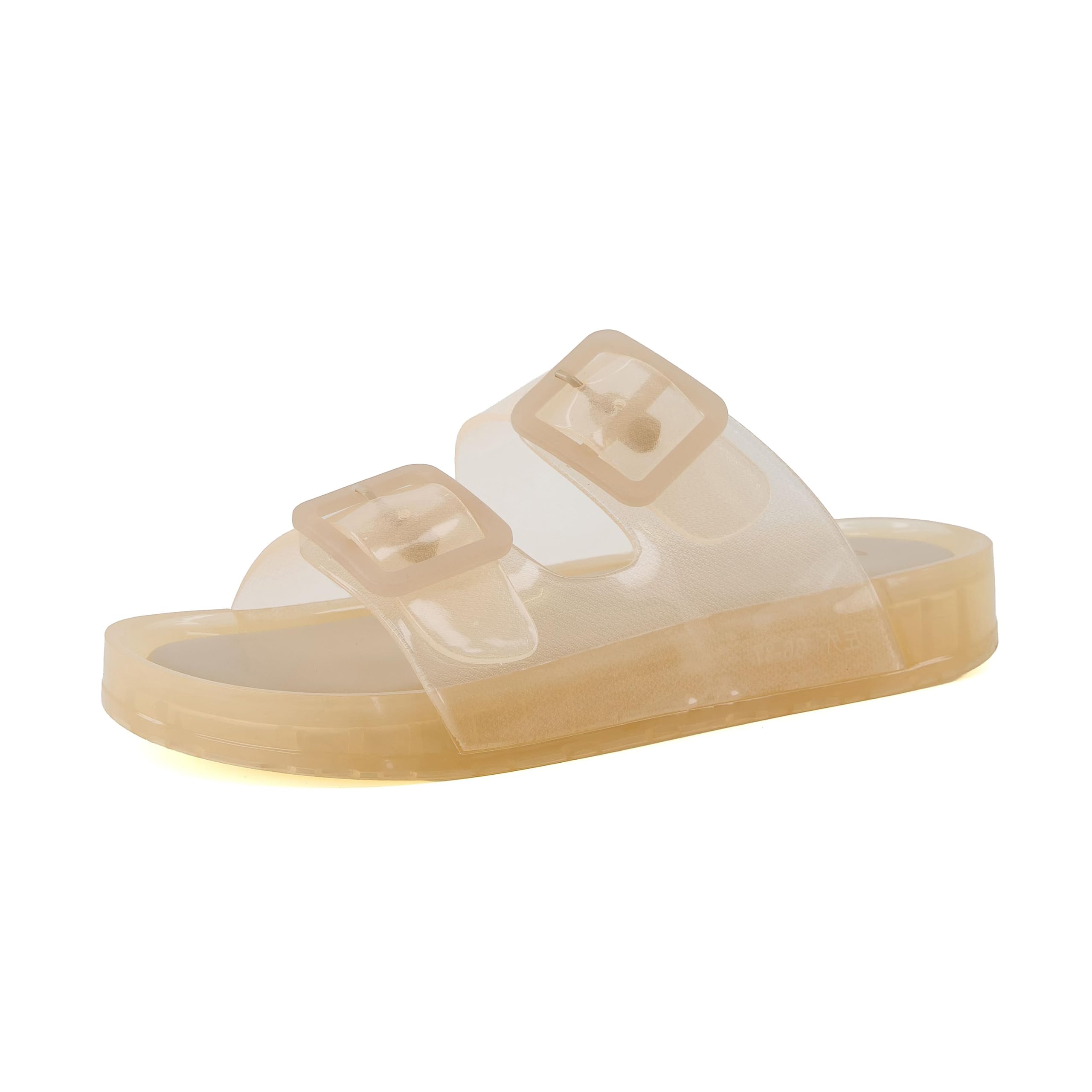 CUSHIONAIRE Pool Slides for Women Waterproof Double Buckle Adjustable Slip-On Womens Sandals for Beach Shower Casual Wear