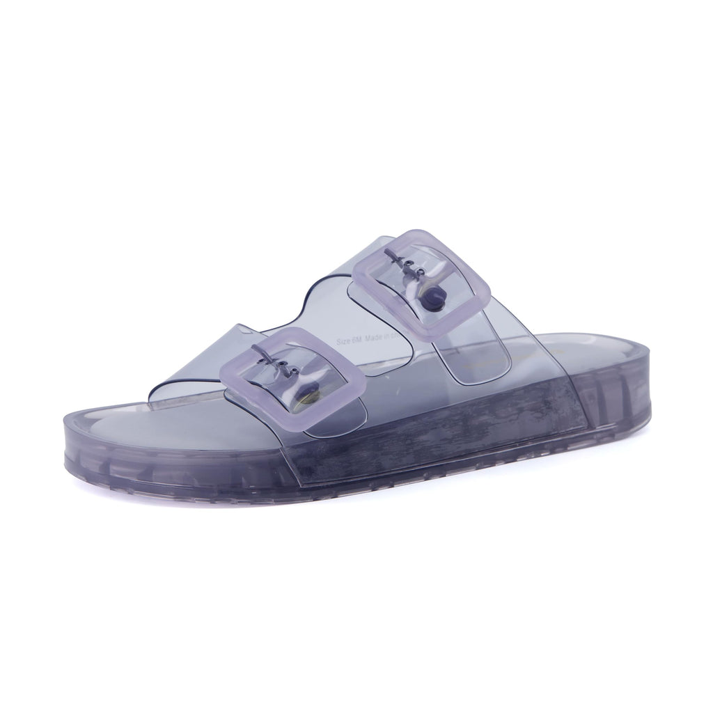 CUSHIONAIRE Pool Slides for Women Waterproof Double Buckle Adjustable Slip-On Womens Sandals for Beach Shower Casual Wear
