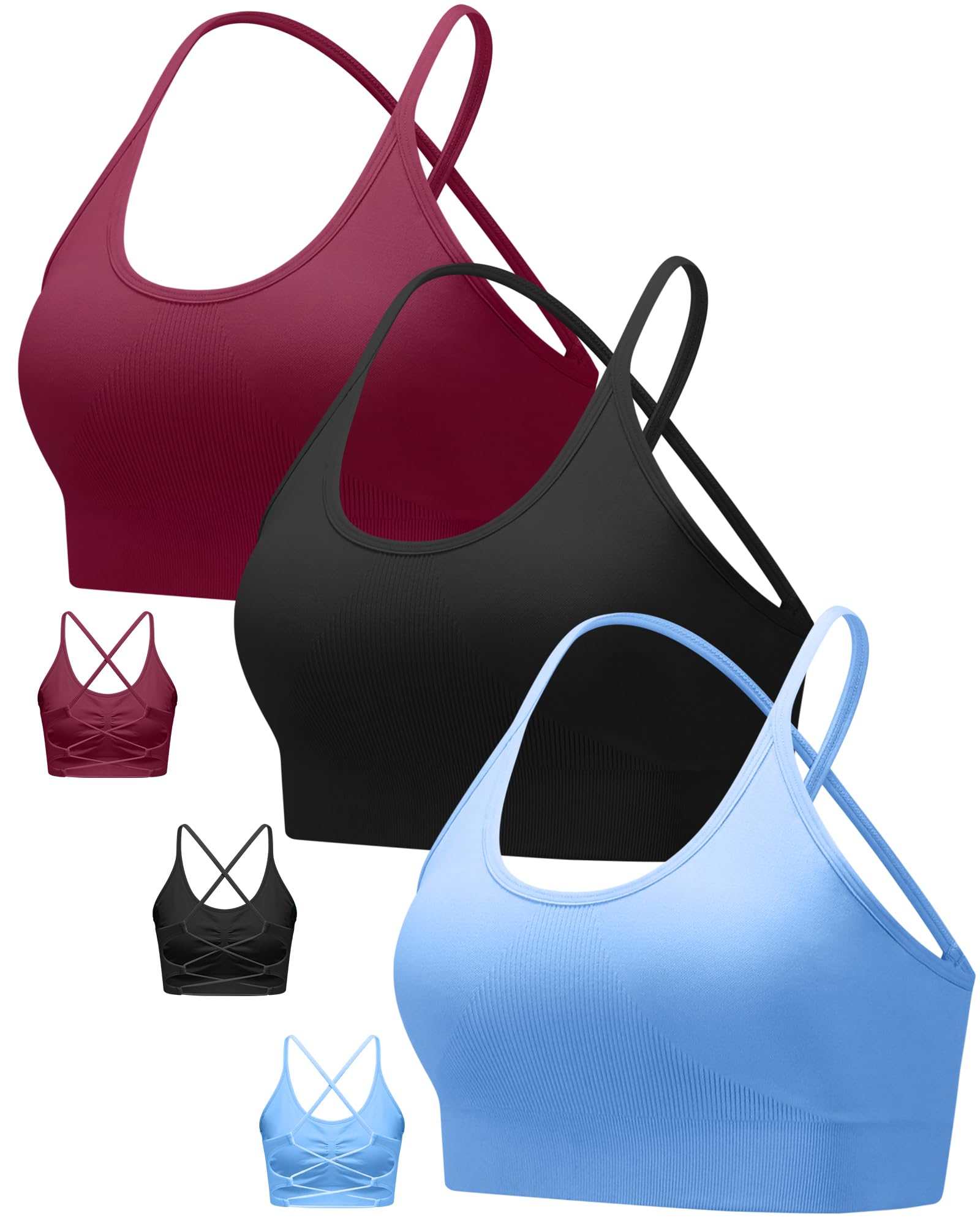 RUNNING GIRL Sports Bras for Women,Sexy Crisscross Back Seamless Supportive Sports Bra Medium Support with Removable Pads