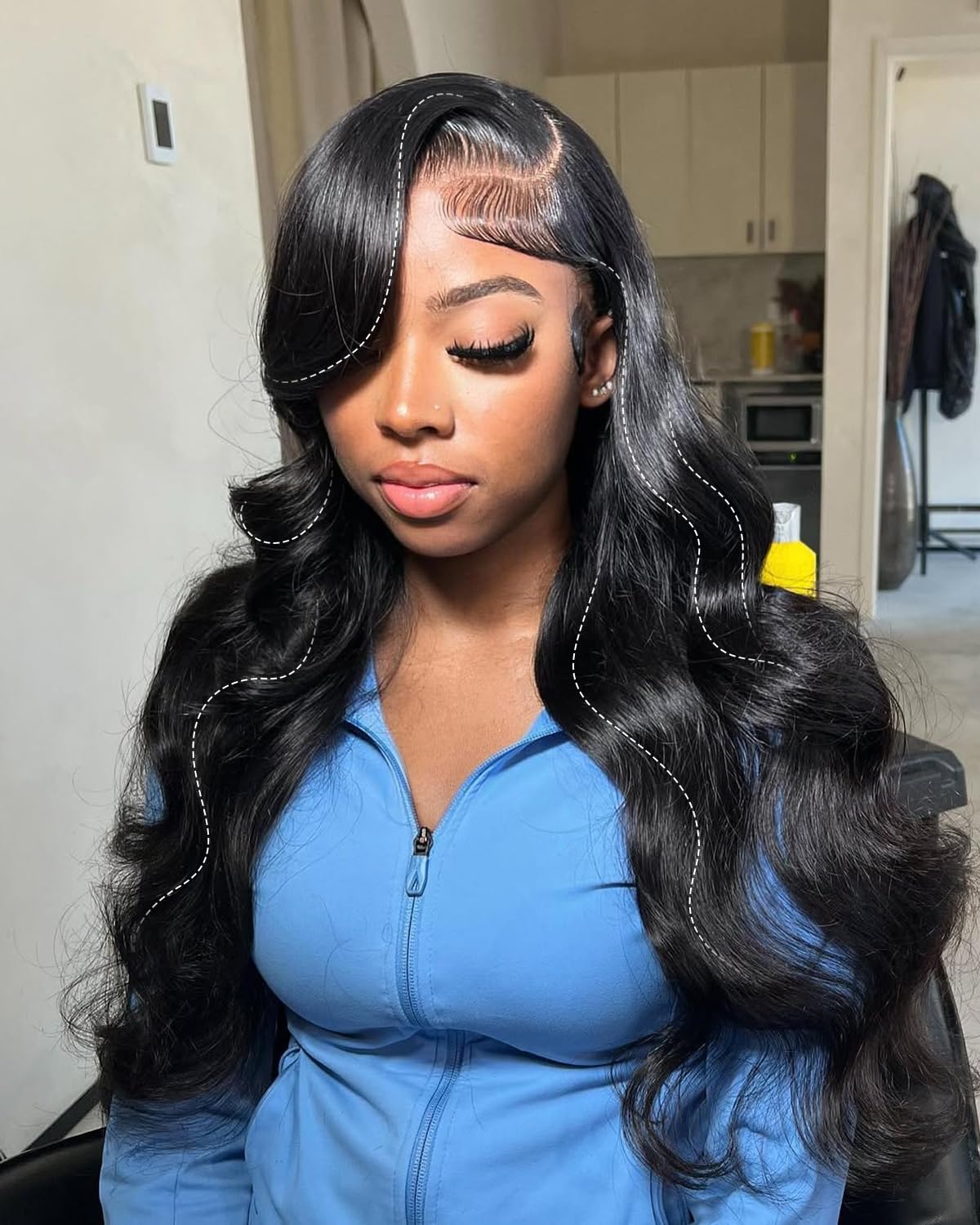 wigcool Hidden Strap Body Wave 360 613 Lace Front Wig Human Hair Glueless Wigs Human hair Pre Plucked Pre Bleached 180% Density Blonde Wig With Drawstring HD Full Lace Human Hair Wigs 20Inch