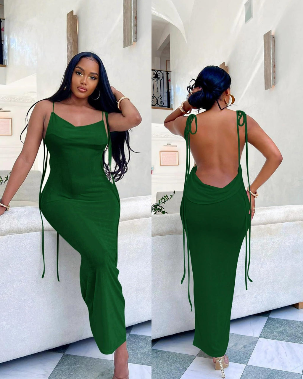 Doweha Women Backless Cowl Neck Cocktail Going Out Dress Halter Slip Long Semi Formal Party 2026 Spring Summer Maxi Dress