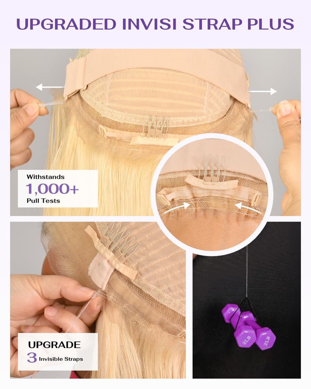 wigcool Hidden Strap Body Wave 360 613 Lace Front Wig Human Hair Glueless Wigs Human hair Pre Plucked Pre Bleached 180% Density Blonde Wig With Drawstring HD Full Lace Human Hair Wigs 20Inch
