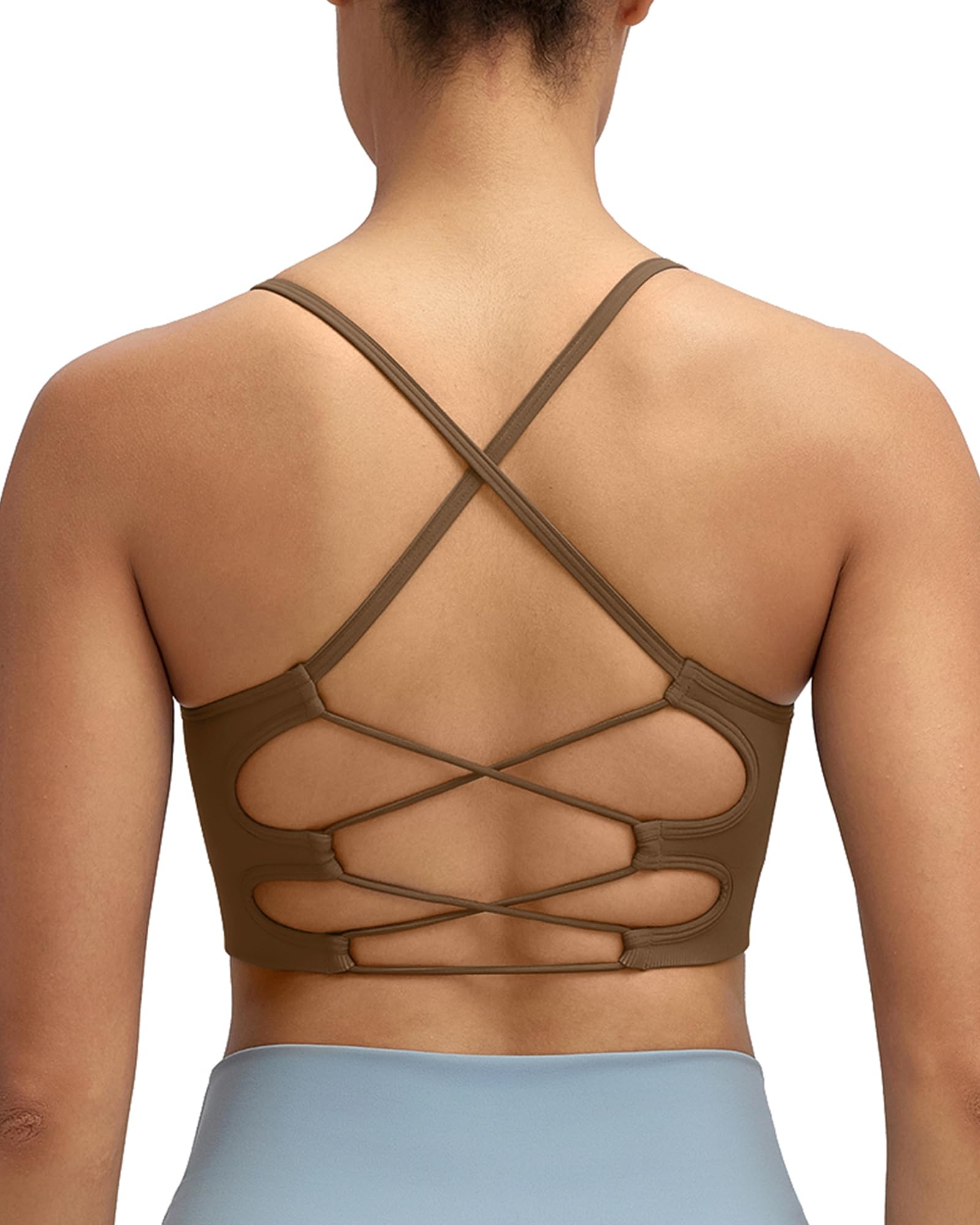 RUNNING GIRL Sports Bras for Women,Sexy Crisscross Back Seamless Supportive Sports Bra Medium Support with Removable Pads