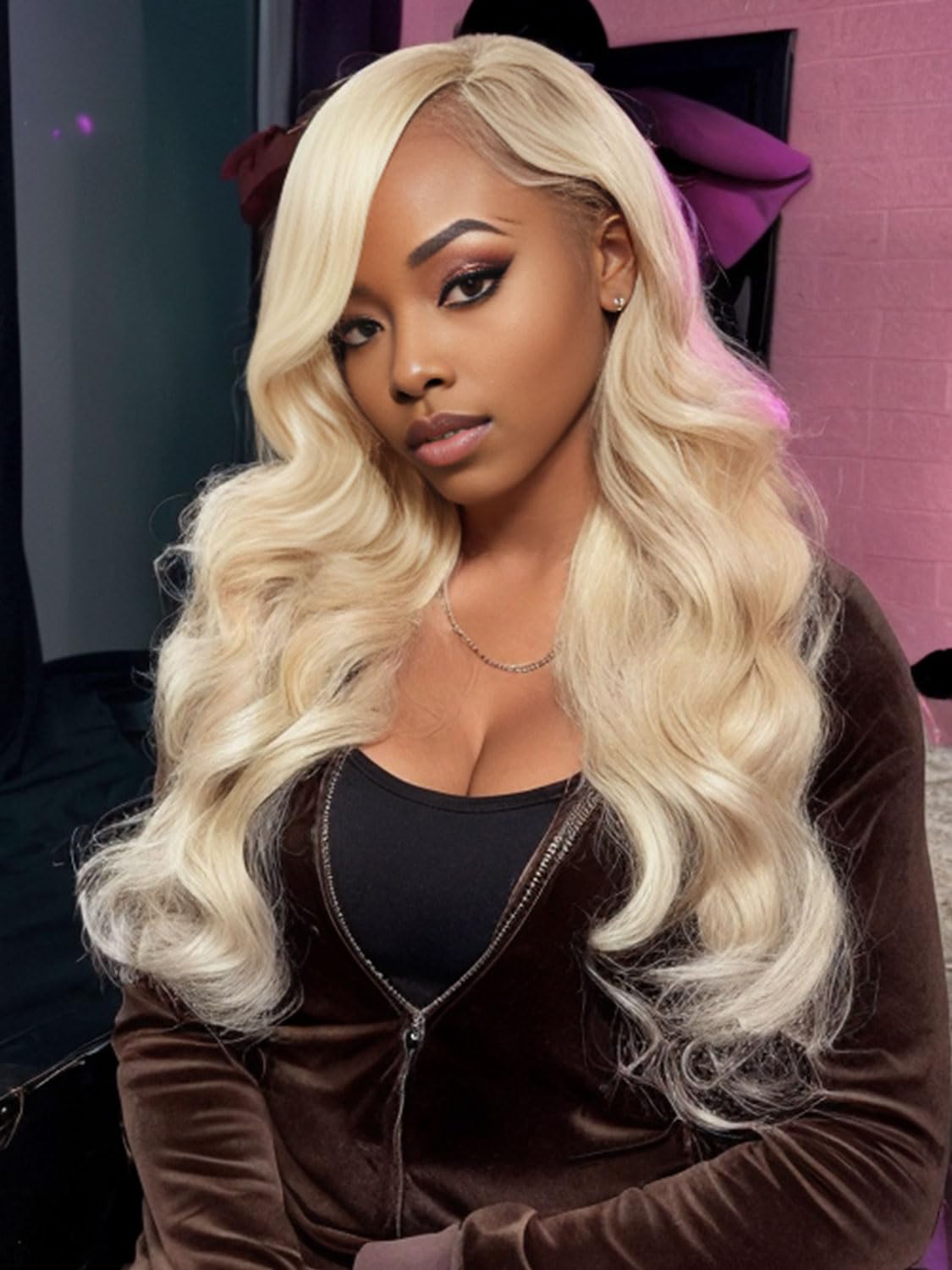 Synthetic Lace Front Wig, Honey Blonde Wig 13x6 Hd Lace Pre-Plucked Long Straight Highlights Glueless Wigs for Black Women 26 Inch Suitable for Everyday Wear