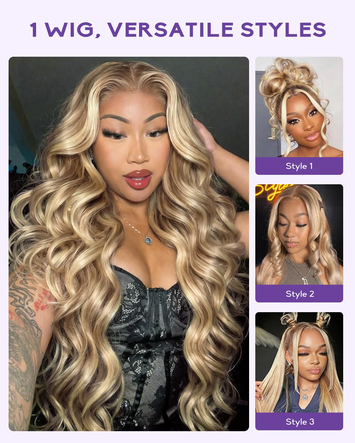 wigcool Hidden Strap Body Wave 360 613 Lace Front Wig Human Hair Glueless Wigs Human hair Pre Plucked Pre Bleached 180% Density Blonde Wig With Drawstring HD Full Lace Human Hair Wigs 20Inch