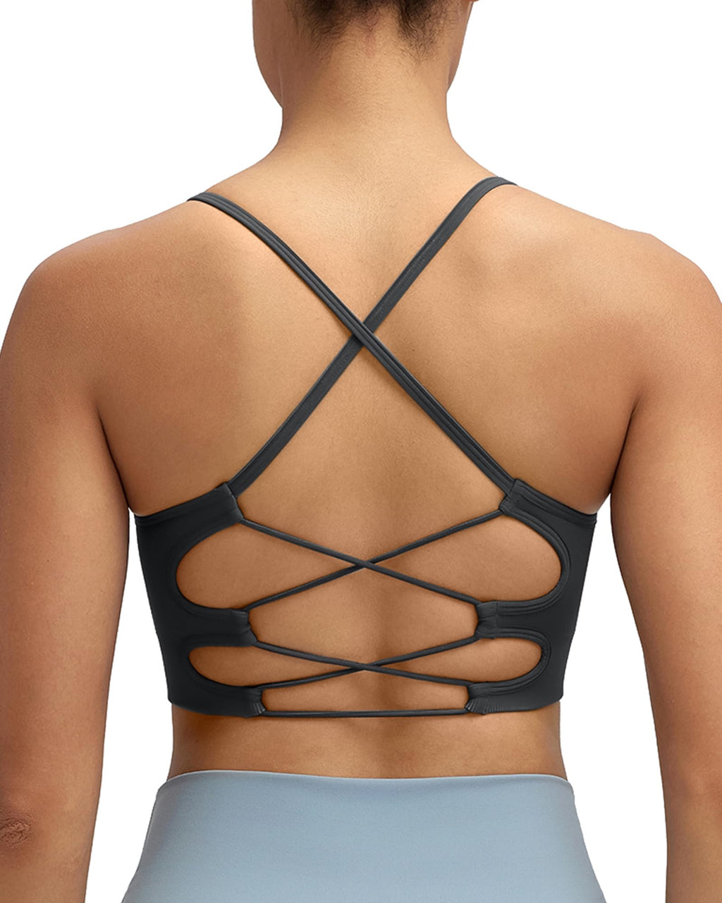 RUNNING GIRL Sports Bras for Women,Sexy Crisscross Back Seamless Supportive Sports Bra Medium Support with Removable Pads