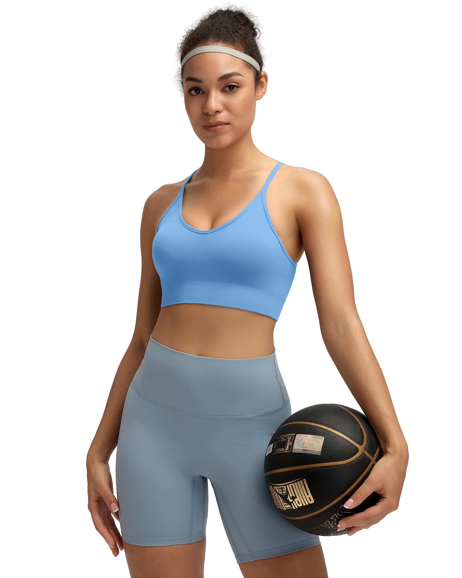 RUNNING GIRL Sports Bras for Women,Sexy Crisscross Back Seamless Supportive Sports Bra Medium Support with Removable Pads