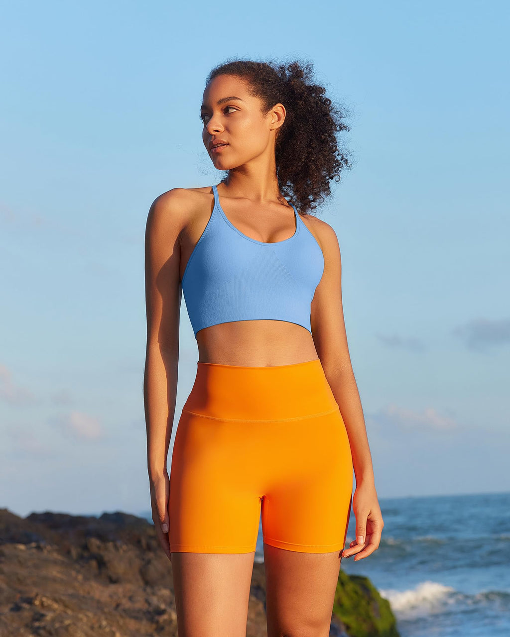 RUNNING GIRL Sports Bras for Women,Sexy Crisscross Back Seamless Supportive Sports Bra Medium Support with Removable Pads