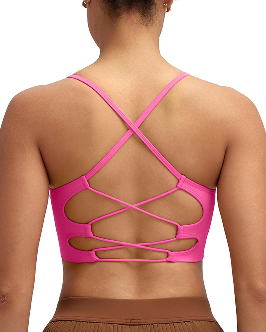 RUNNING GIRL Sports Bras for Women,Sexy Crisscross Back Seamless Supportive Sports Bra Medium Support with Removable Pads
