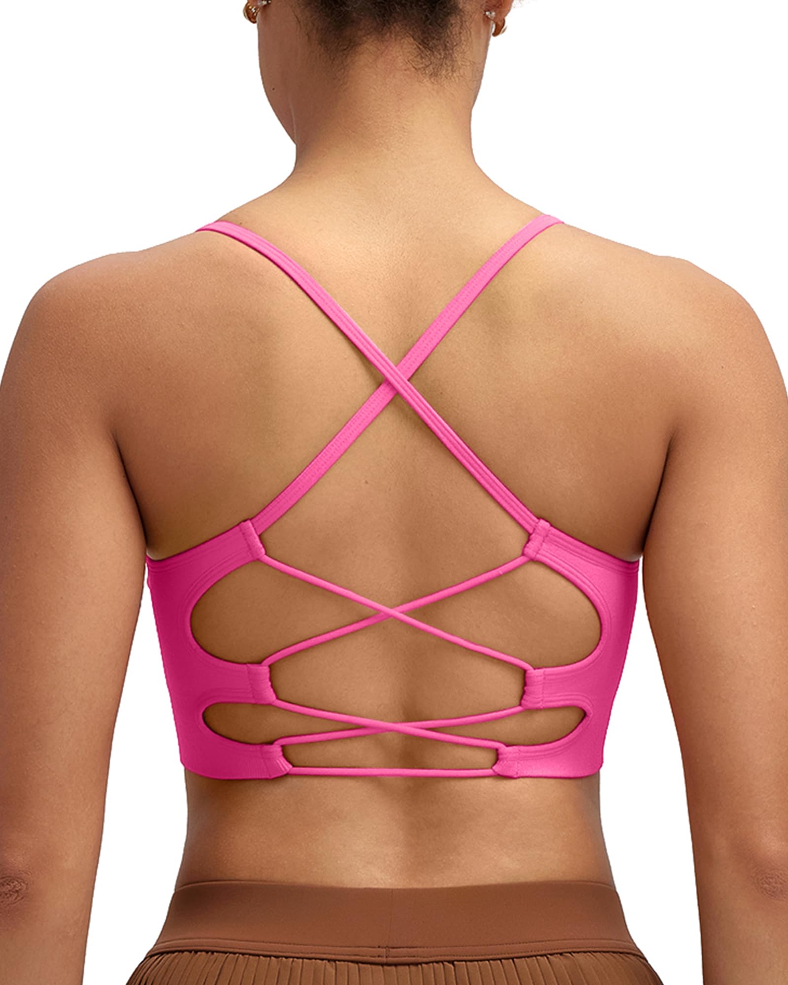 RUNNING GIRL Sports Bras for Women,Sexy Crisscross Back Seamless Supportive Sports Bra Medium Support with Removable Pads