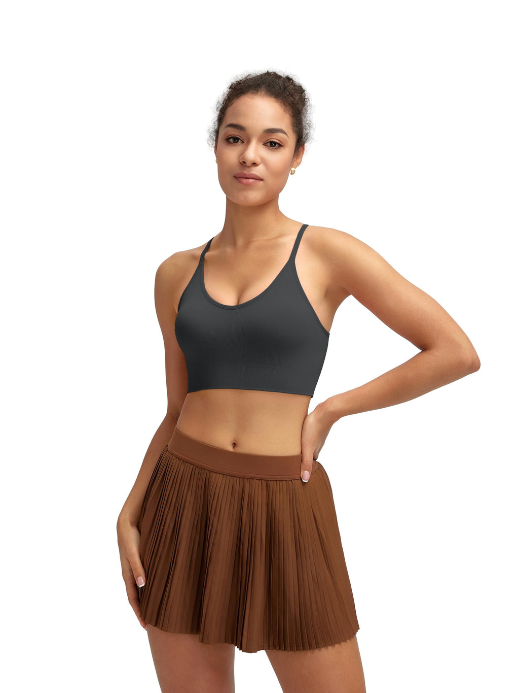 RUNNING GIRL Sports Bras for Women,Sexy Crisscross Back Seamless Supportive Sports Bra Medium Support with Removable Pads