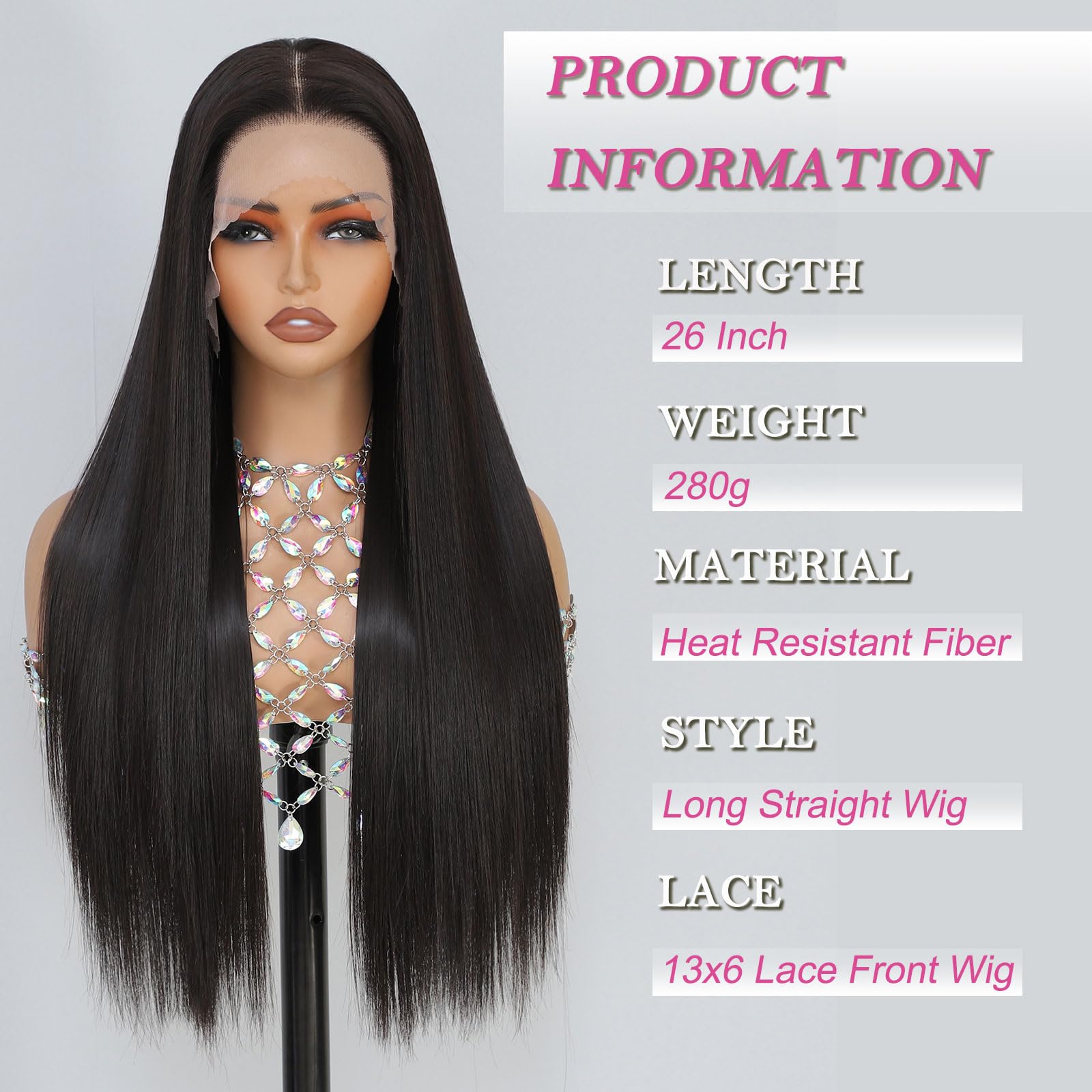 Synthetic Lace Front Wig, Honey Blonde Wig 13x6 Hd Lace Pre-Plucked Long Straight Highlights Glueless Wigs for Black Women 26 Inch Suitable for Everyday Wear