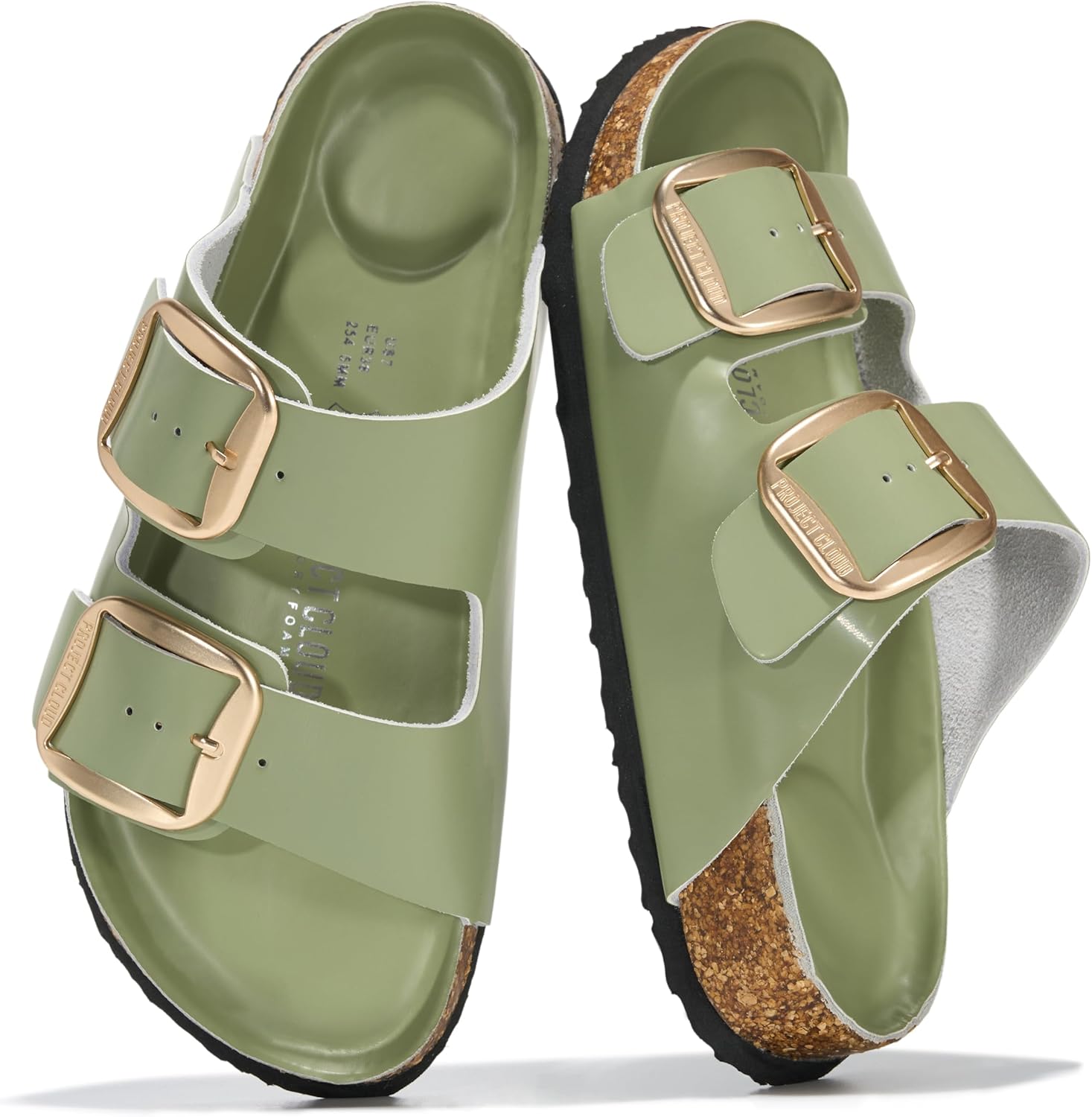 Project Cloud 100% Genuine Leather Flat Sandals for Women 2026 Comfortable Beach Essentials Womens Sandals Memory Foam Vacation Essentials Slides for Women Footwear (Santorini)