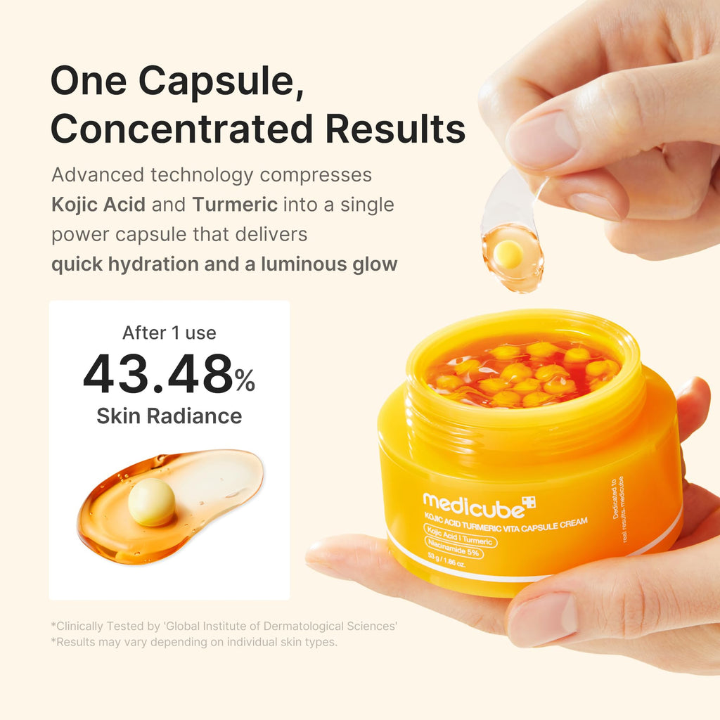 medicube Capsule Cream with Deep Vitamin C | Liposome Vitamin C Golden Capsule for Radiance & Firm-Looking Skin | Hydrating Glow Gel Texture | Korean Skincare, 1.94 oz