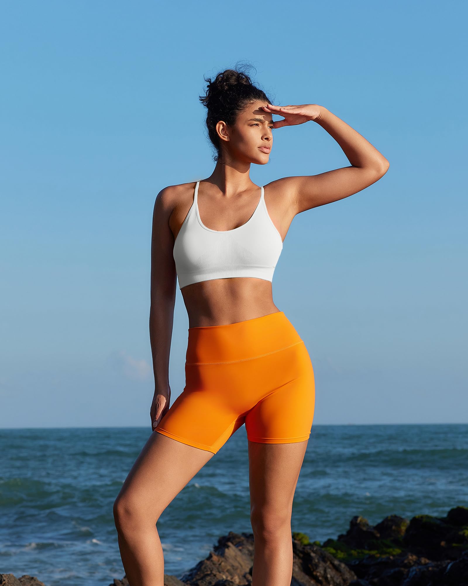 RUNNING GIRL Sports Bras for Women,Sexy Crisscross Back Seamless Supportive Sports Bra Medium Support with Removable Pads