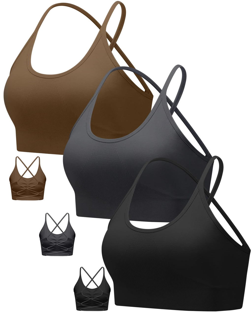 RUNNING GIRL Sports Bras for Women,Sexy Crisscross Back Seamless Supportive Sports Bra Medium Support with Removable Pads