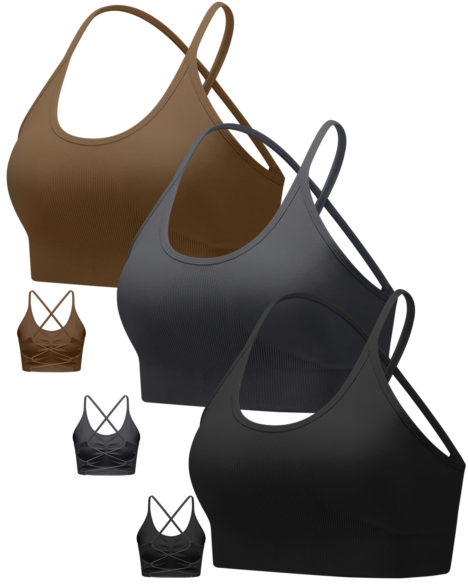RUNNING GIRL Sports Bras for Women,Sexy Crisscross Back Seamless Supportive Sports Bra Medium Support with Removable Pads