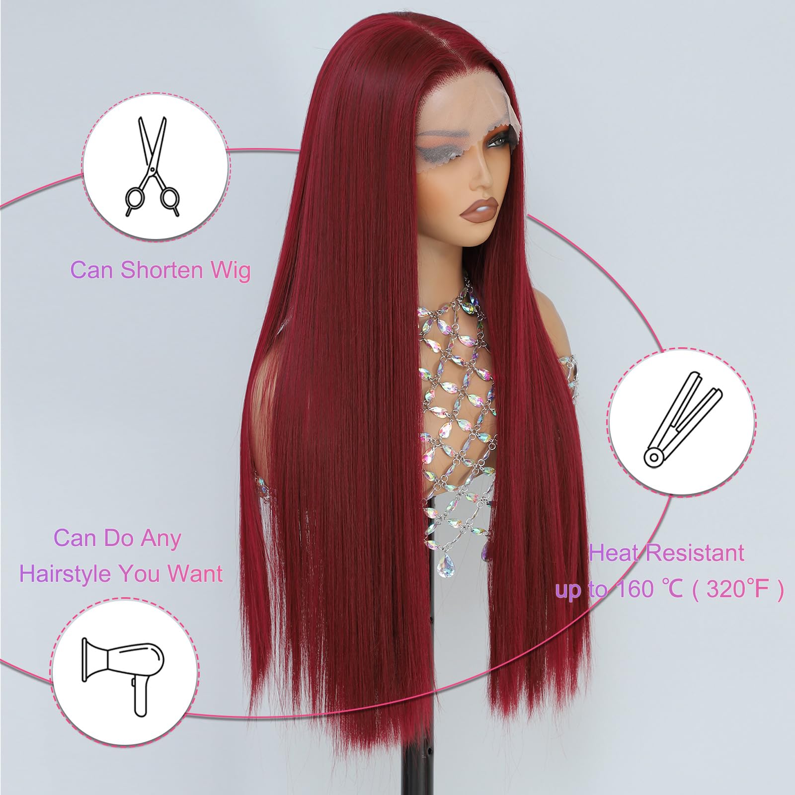 Synthetic Lace Front Wig, Honey Blonde Wig 13x6 Hd Lace Pre-Plucked Long Straight Highlights Glueless Wigs for Black Women 26 Inch Suitable for Everyday Wear