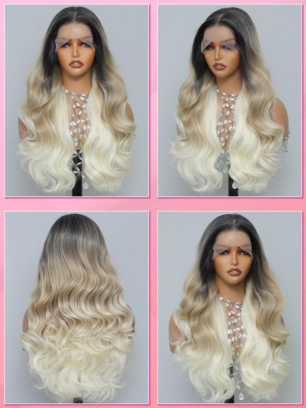Synthetic Lace Front Wig, Honey Blonde Wig 13x6 Hd Lace Pre-Plucked Long Straight Highlights Glueless Wigs for Black Women 26 Inch Suitable for Everyday Wear