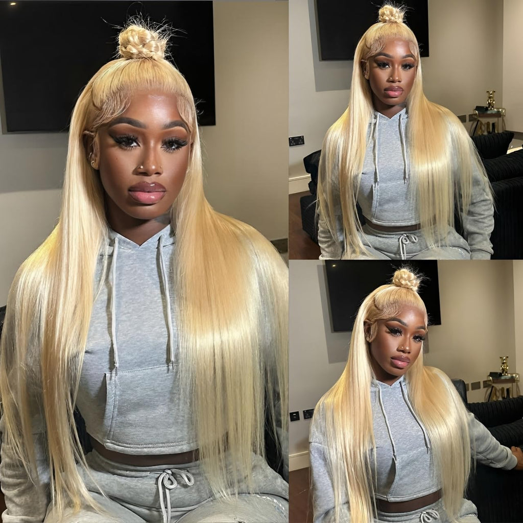 wigcool Hidden Strap Body Wave 360 613 Lace Front Wig Human Hair Glueless Wigs Human hair Pre Plucked Pre Bleached 180% Density Blonde Wig With Drawstring HD Full Lace Human Hair Wigs 20Inch