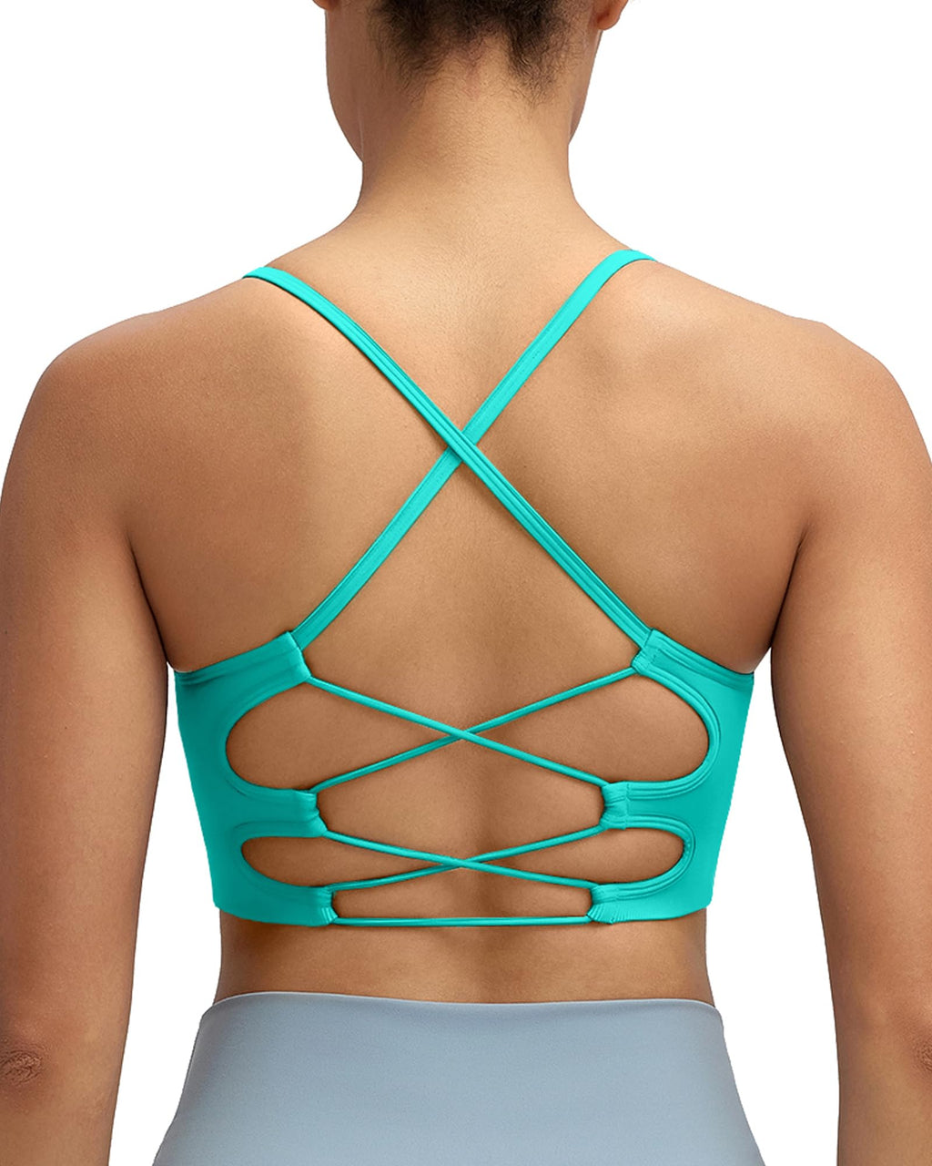 RUNNING GIRL Sports Bras for Women,Sexy Crisscross Back Seamless Supportive Sports Bra Medium Support with Removable Pads