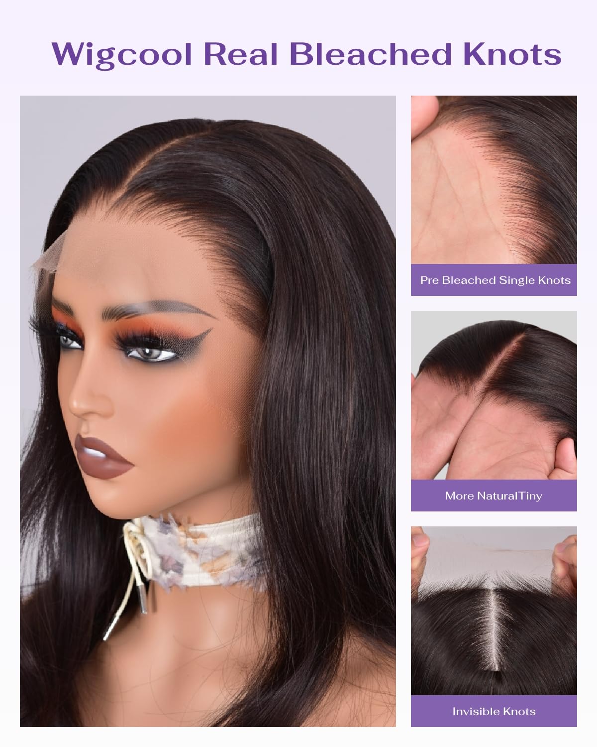 wigcool Hidden Strap Body Wave 360 613 Lace Front Wig Human Hair Glueless Wigs Human hair Pre Plucked Pre Bleached 180% Density Blonde Wig With Drawstring HD Full Lace Human Hair Wigs 20Inch