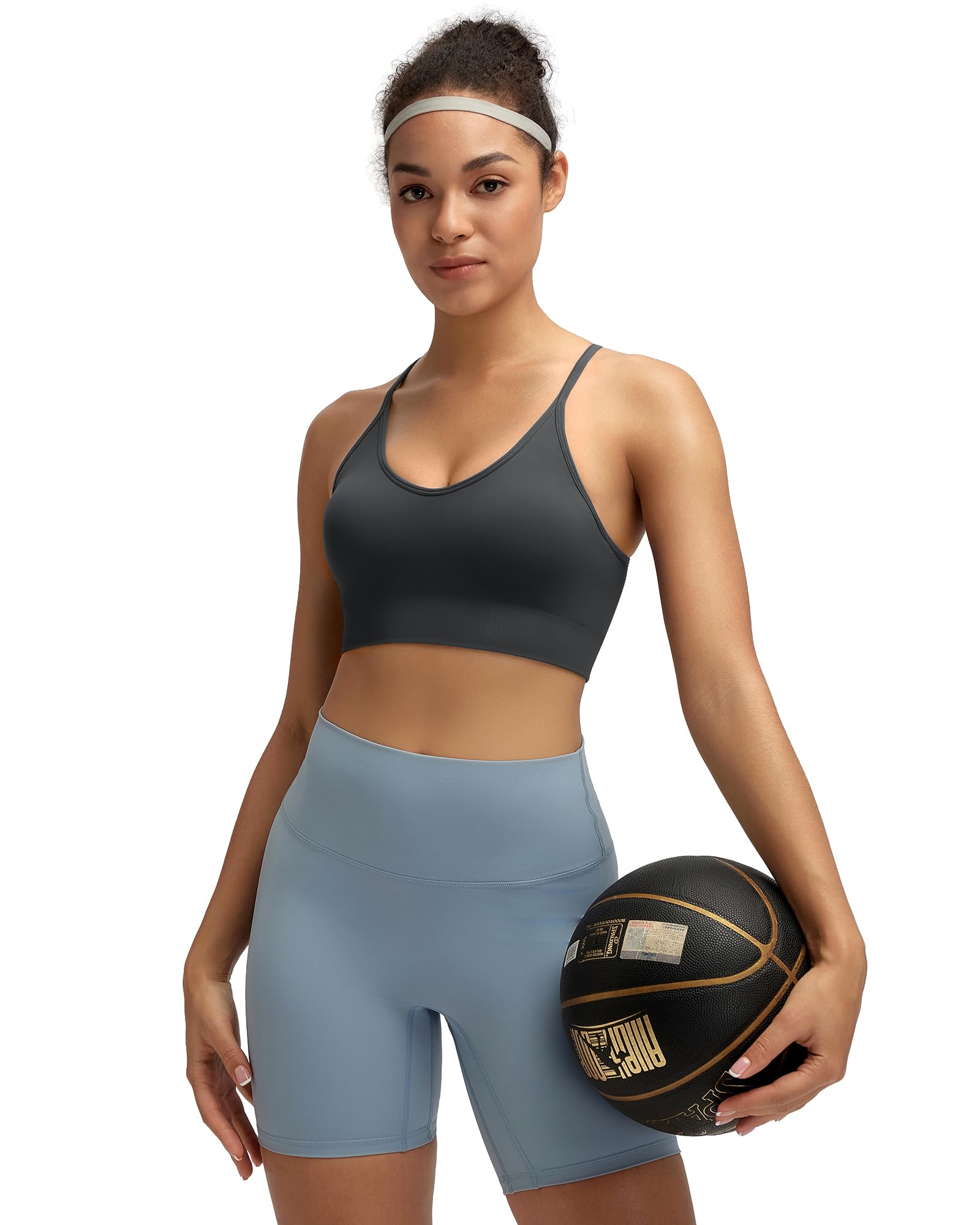 RUNNING GIRL Sports Bras for Women,Sexy Crisscross Back Seamless Supportive Sports Bra Medium Support with Removable Pads