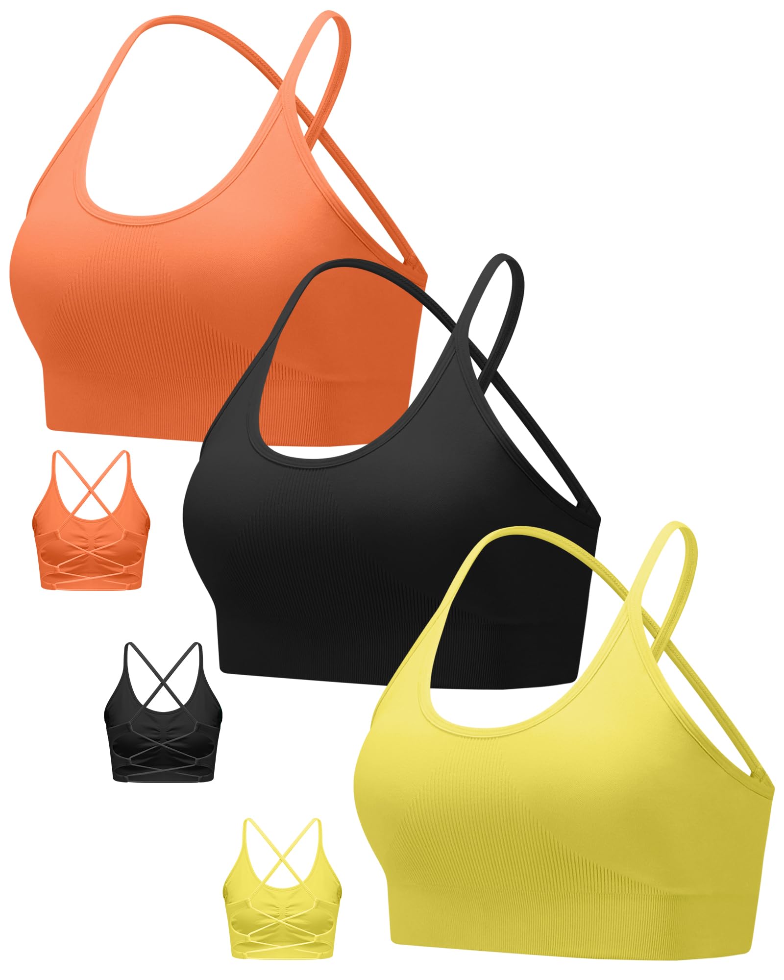 RUNNING GIRL Sports Bras for Women,Sexy Crisscross Back Seamless Supportive Sports Bra Medium Support with Removable Pads