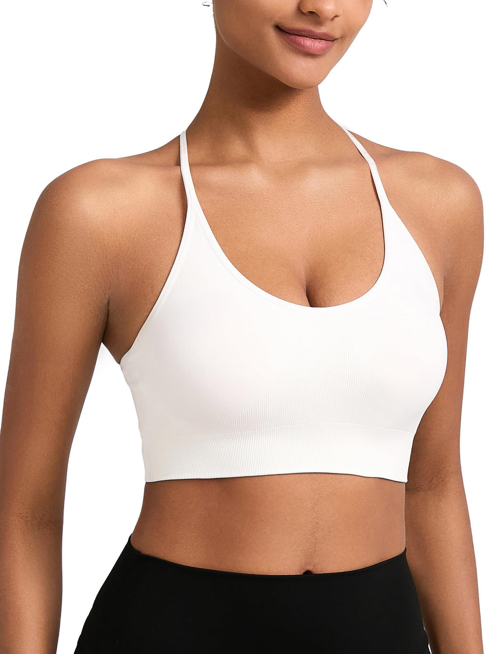 RUNNING GIRL Sports Bras for Women,Sexy Crisscross Back Seamless Supportive Sports Bra Medium Support with Removable Pads