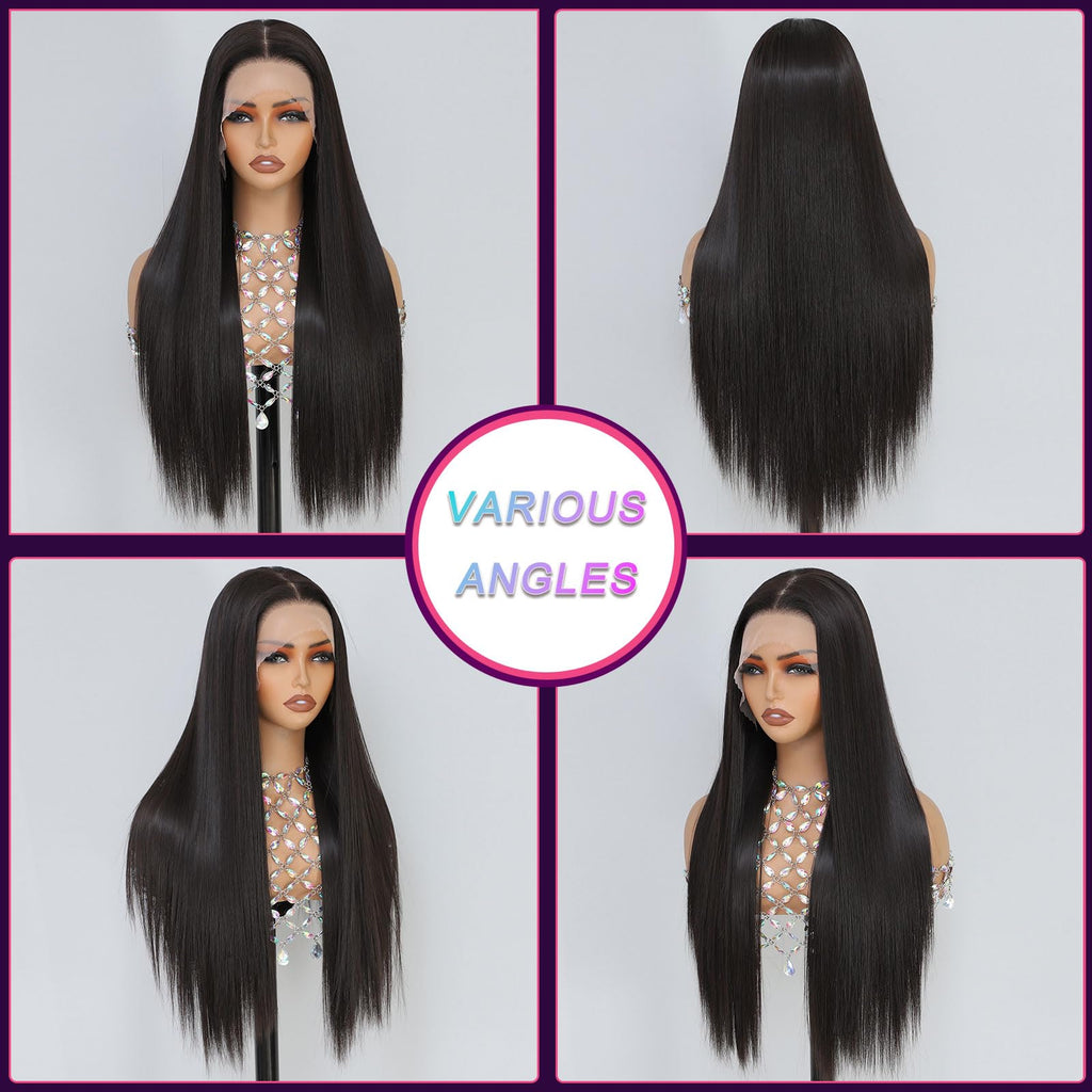 Synthetic Lace Front Wig, Honey Blonde Wig 13x6 Hd Lace Pre-Plucked Long Straight Highlights Glueless Wigs for Black Women 26 Inch Suitable for Everyday Wear