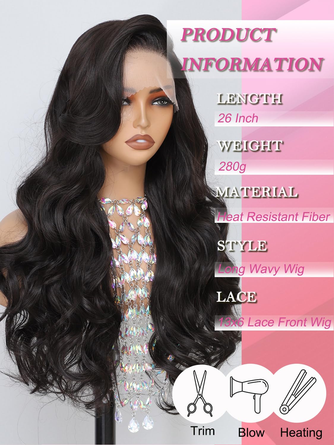 Synthetic Lace Front Wig, Honey Blonde Wig 13x6 Hd Lace Pre-Plucked Long Straight Highlights Glueless Wigs for Black Women 26 Inch Suitable for Everyday Wear