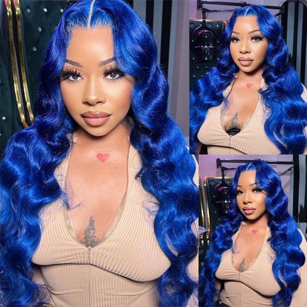 SOKU 13x6 Lace Frontal Water Wave Wigs with Baby Hair Natural Black 34 Inch Long Synthetic Hair Pre-plucked Free Part Transparent Swiss Lace Front Wavy Wigs for Women