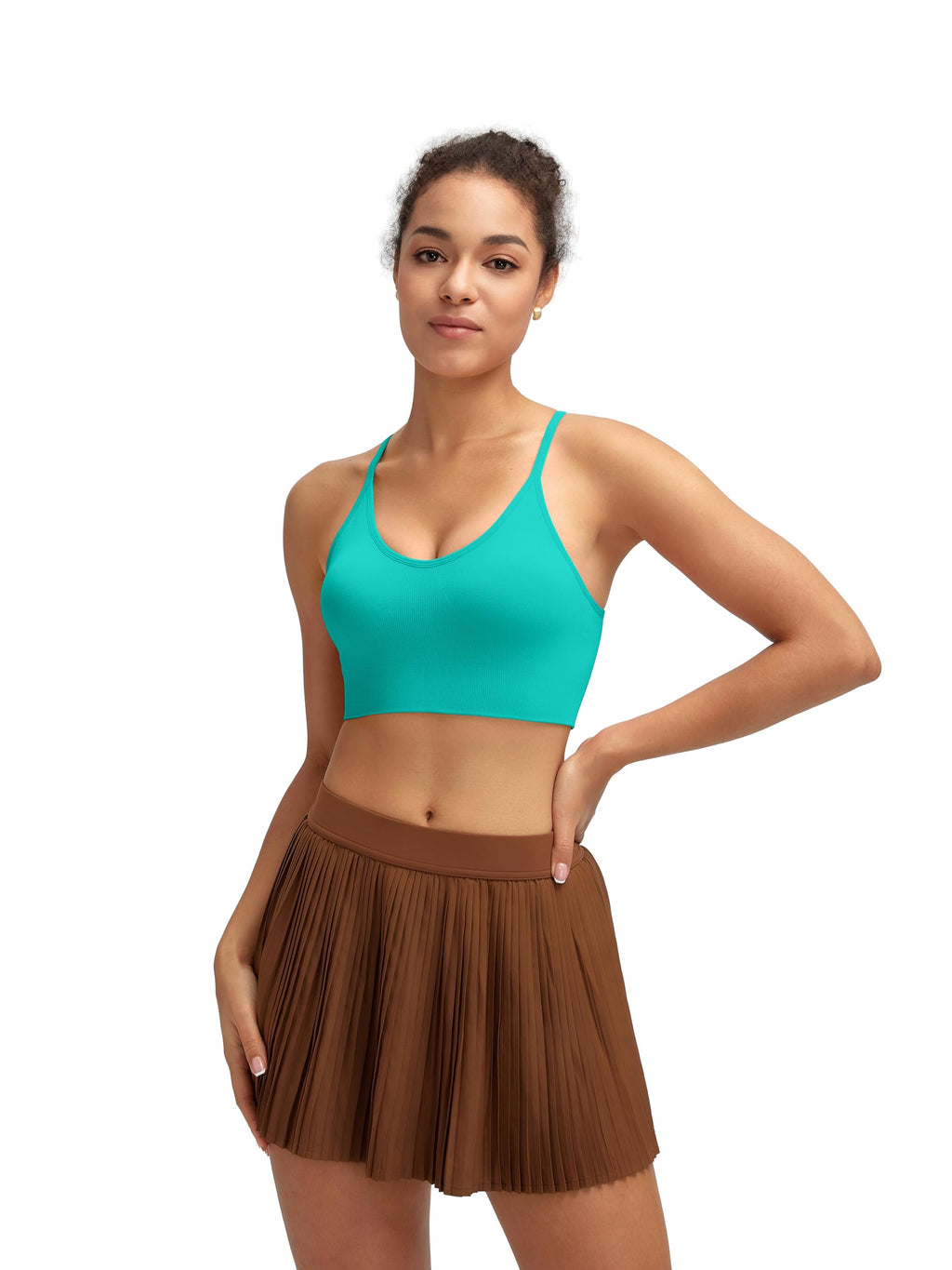 RUNNING GIRL Sports Bras for Women,Sexy Crisscross Back Seamless Supportive Sports Bra Medium Support with Removable Pads