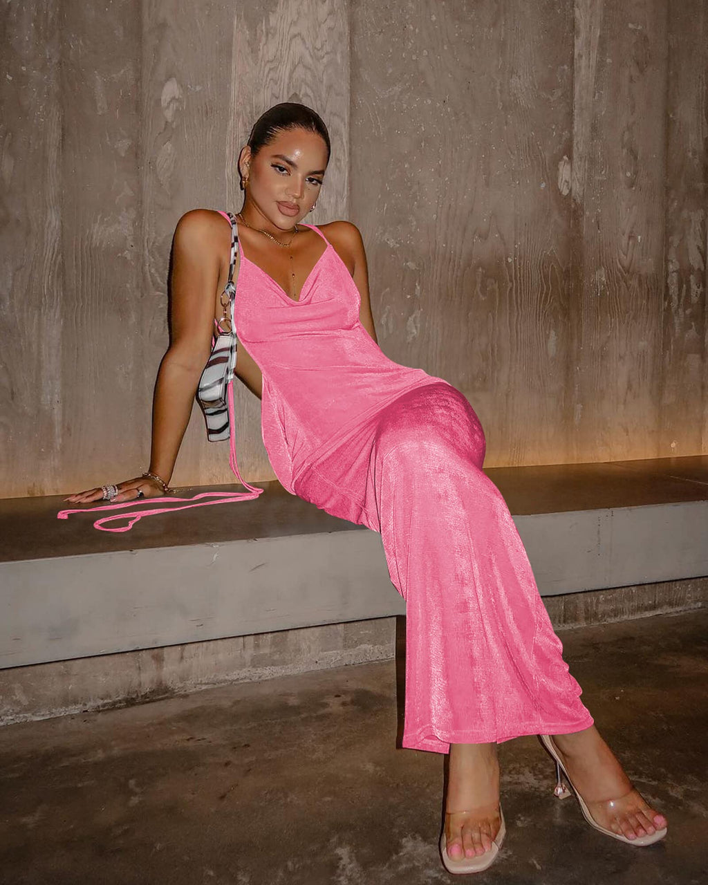 Doweha Women Backless Cowl Neck Cocktail Going Out Dress Halter Slip Long Semi Formal Party 2026 Spring Summer Maxi Dress