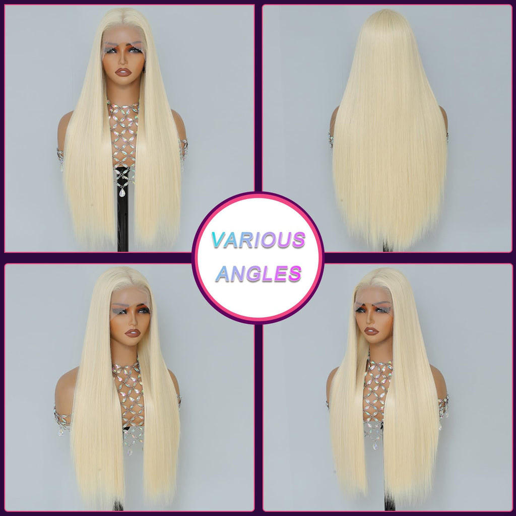 Synthetic Lace Front Wig, Honey Blonde Wig 13x6 Hd Lace Pre-Plucked Long Straight Highlights Glueless Wigs for Black Women 26 Inch Suitable for Everyday Wear
