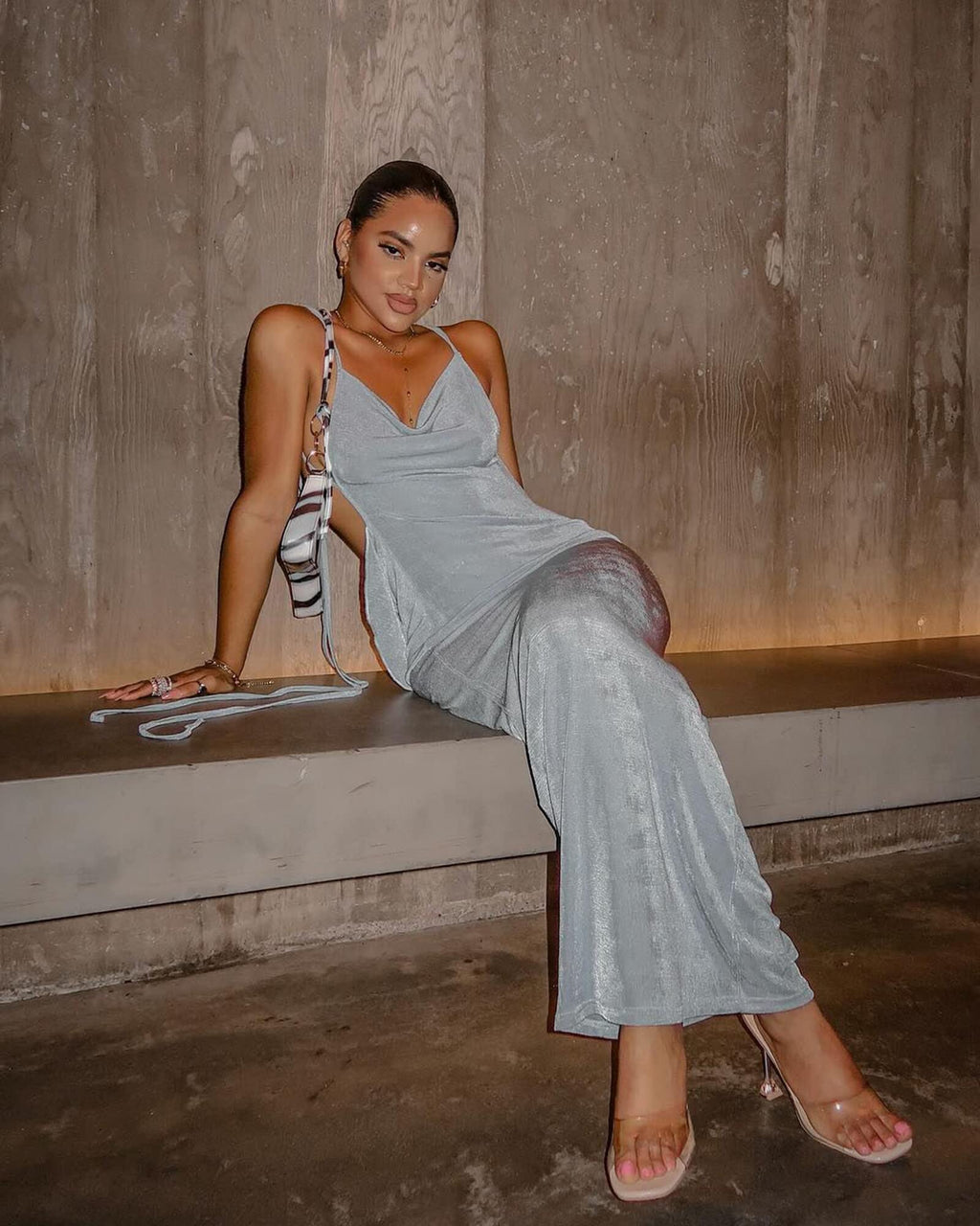 Doweha Women Backless Cowl Neck Cocktail Going Out Dress Halter Slip Long Semi Formal Party 2026 Spring Summer Maxi Dress