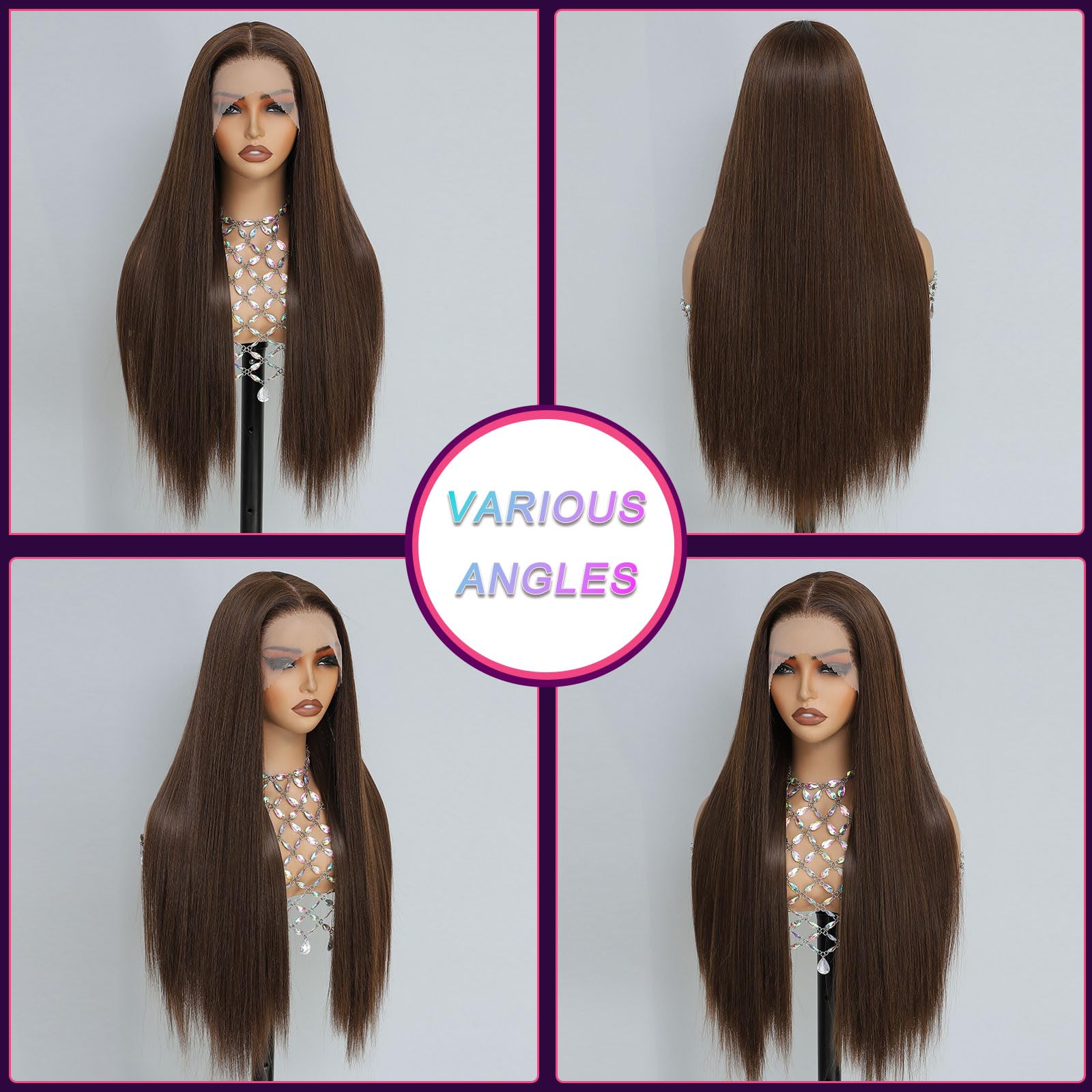 Synthetic Lace Front Wig, Honey Blonde Wig 13x6 Hd Lace Pre-Plucked Long Straight Highlights Glueless Wigs for Black Women 26 Inch Suitable for Everyday Wear