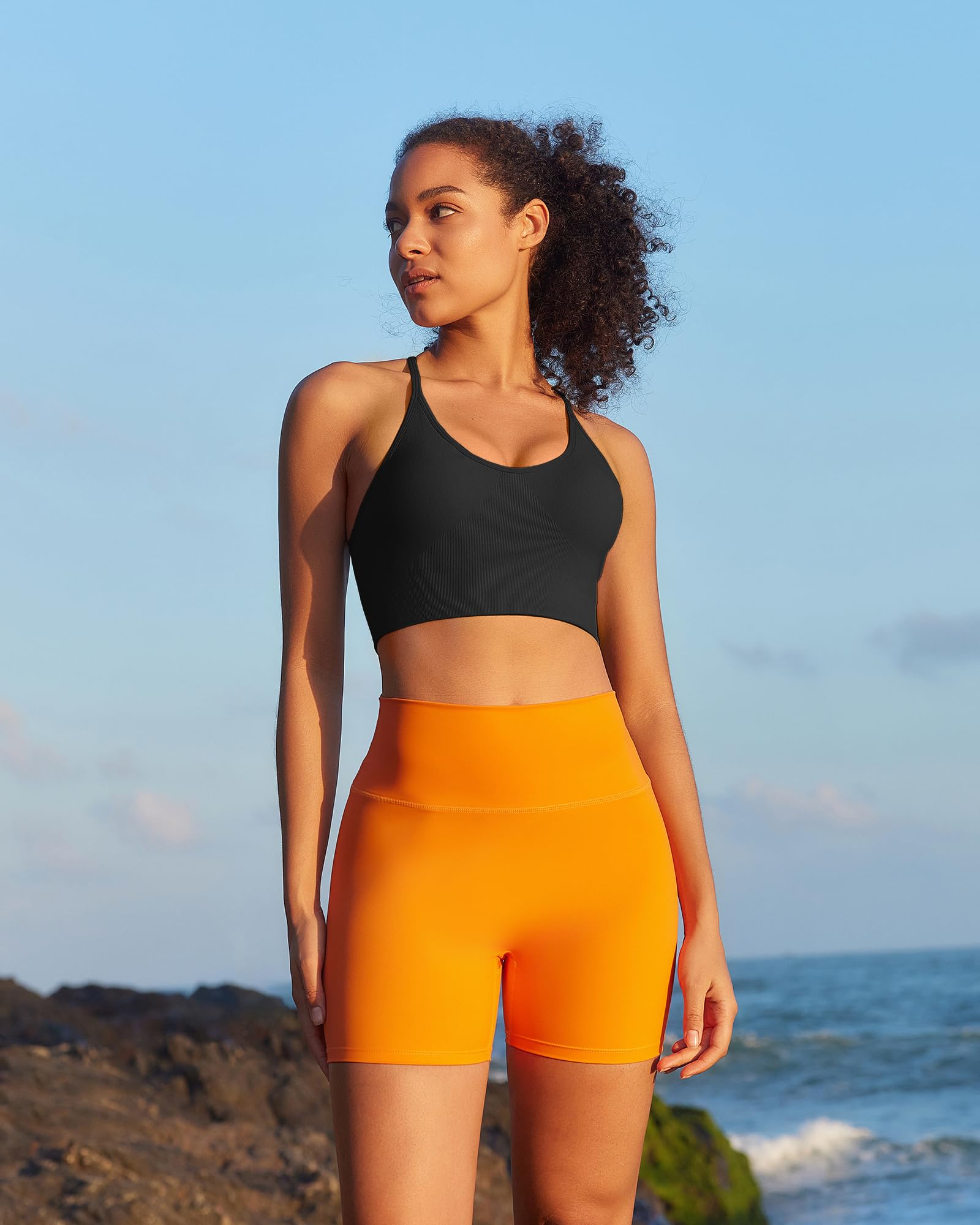 RUNNING GIRL Sports Bras for Women,Sexy Crisscross Back Seamless Supportive Sports Bra Medium Support with Removable Pads