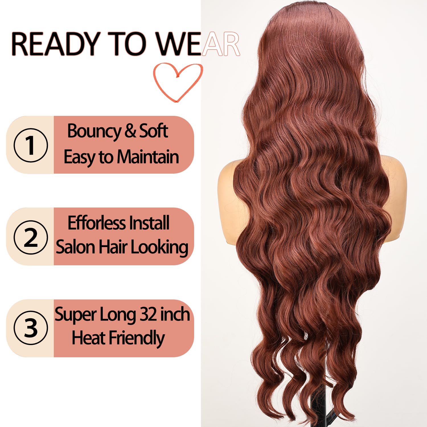 SOKU 13x6 Lace Frontal Water Wave Wigs with Baby Hair Natural Black 34 Inch Long Synthetic Hair Pre-plucked Free Part Transparent Swiss Lace Front Wavy Wigs for Women