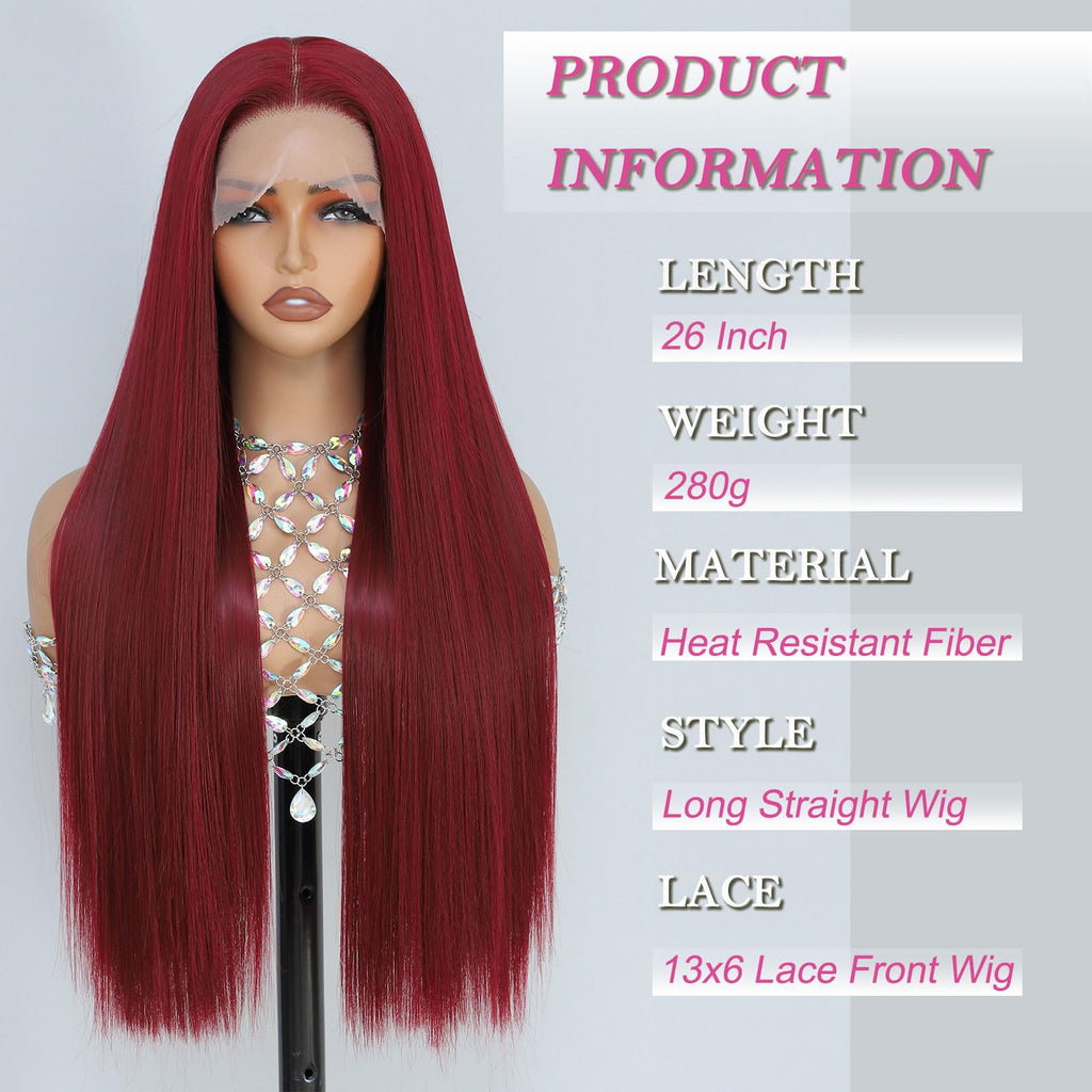 Synthetic Lace Front Wig, Honey Blonde Wig 13x6 Hd Lace Pre-Plucked Long Straight Highlights Glueless Wigs for Black Women 26 Inch Suitable for Everyday Wear