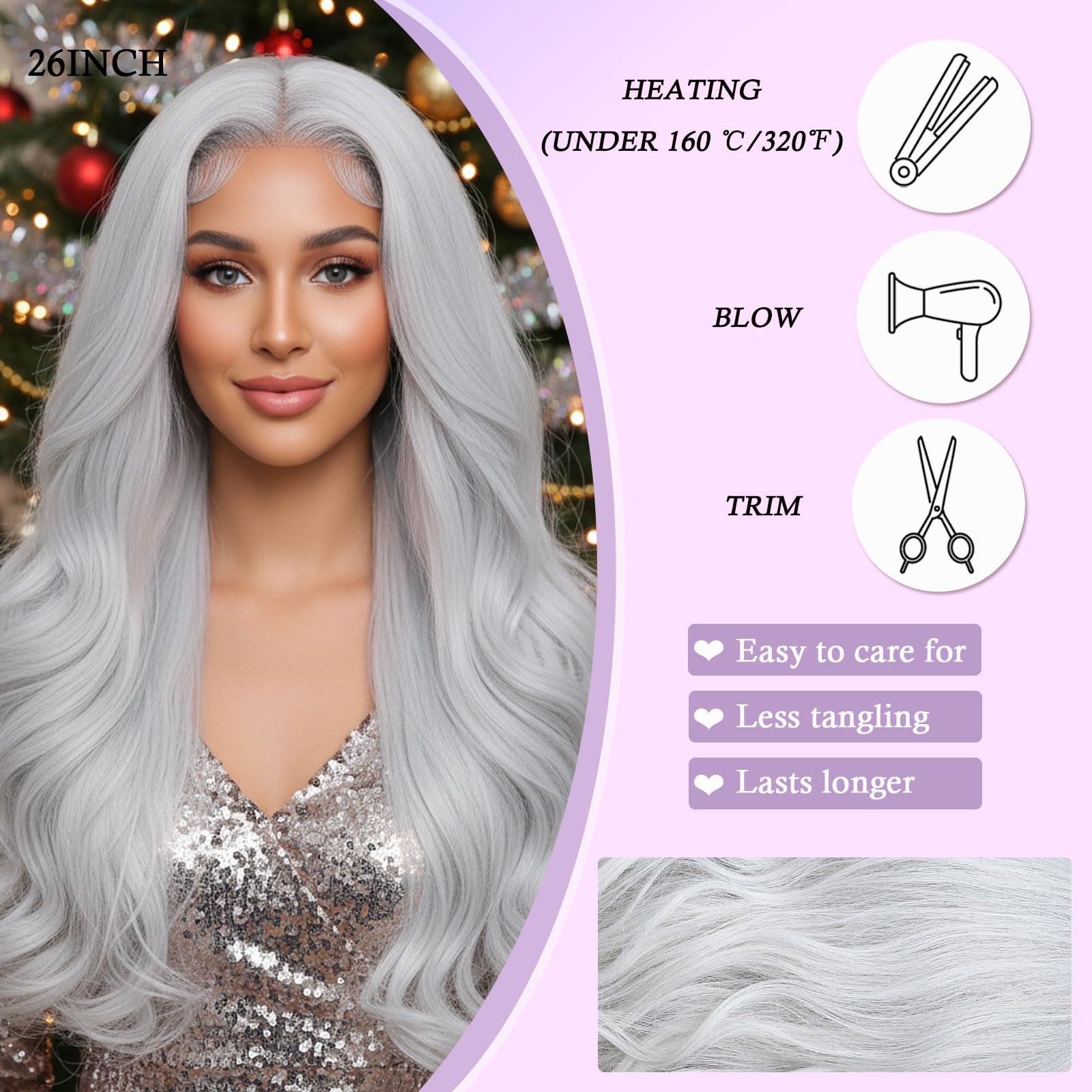 Synthetic Lace Front Wig, Honey Blonde Wig 13x6 Hd Lace Pre-Plucked Long Straight Highlights Glueless Wigs for Black Women 26 Inch Suitable for Everyday Wear