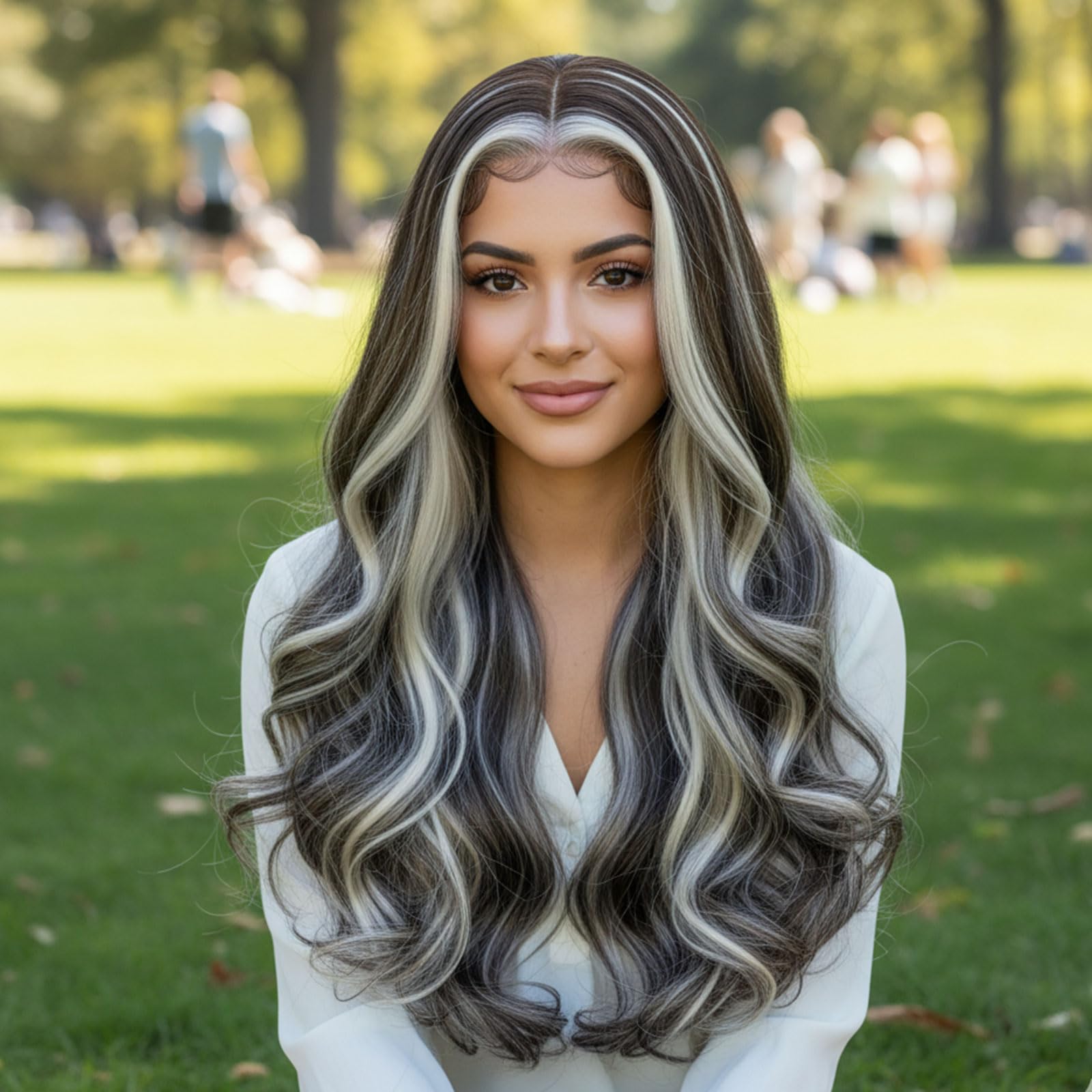 Synthetic Lace Front Wig, Honey Blonde Wig 13x6 Hd Lace Pre-Plucked Long Straight Highlights Glueless Wigs for Black Women 26 Inch Suitable for Everyday Wear