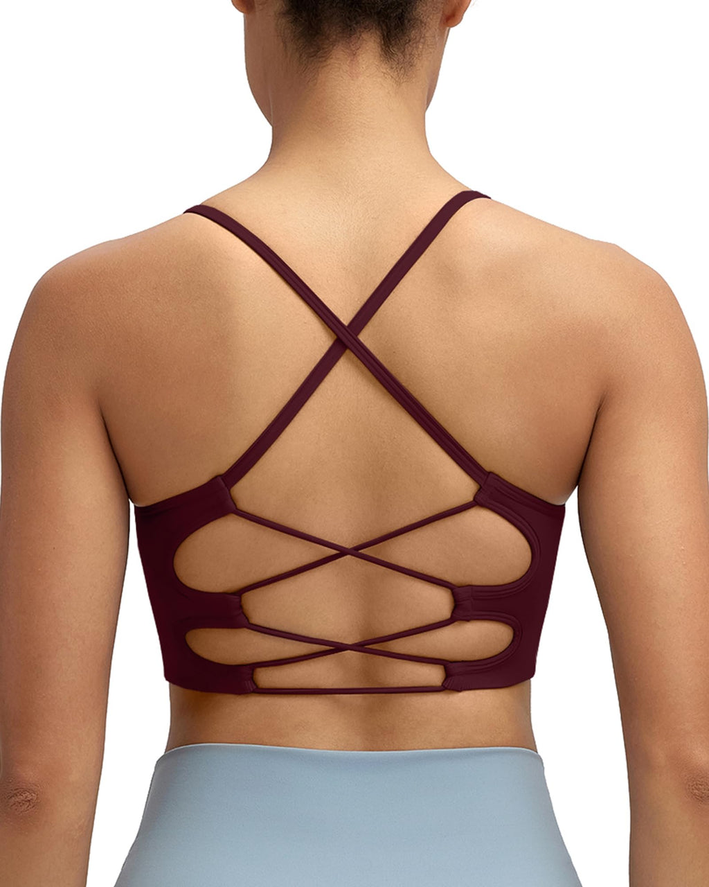 RUNNING GIRL Sports Bras for Women,Sexy Crisscross Back Seamless Supportive Sports Bra Medium Support with Removable Pads