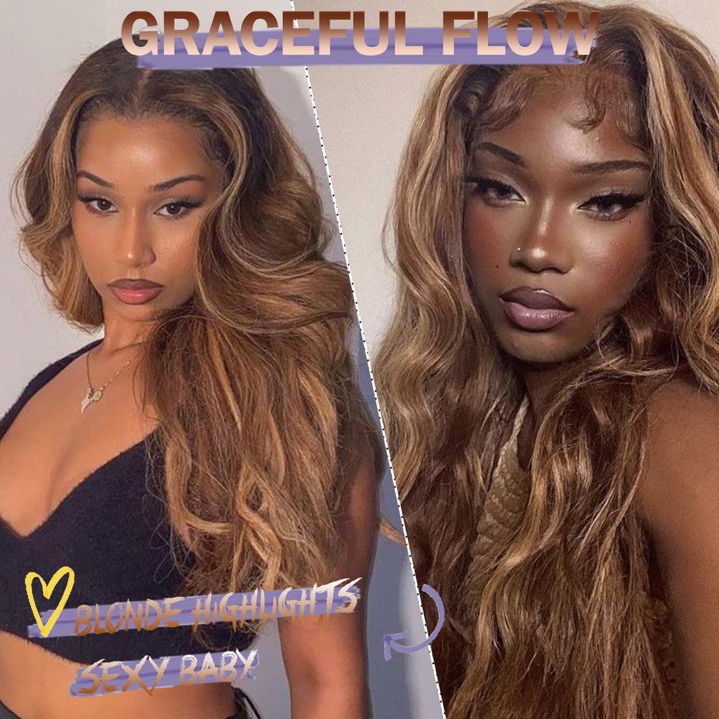 SOKU 13x6 Lace Frontal Water Wave Wigs with Baby Hair Natural Black 34 Inch Long Synthetic Hair Pre-plucked Free Part Transparent Swiss Lace Front Wavy Wigs for Women